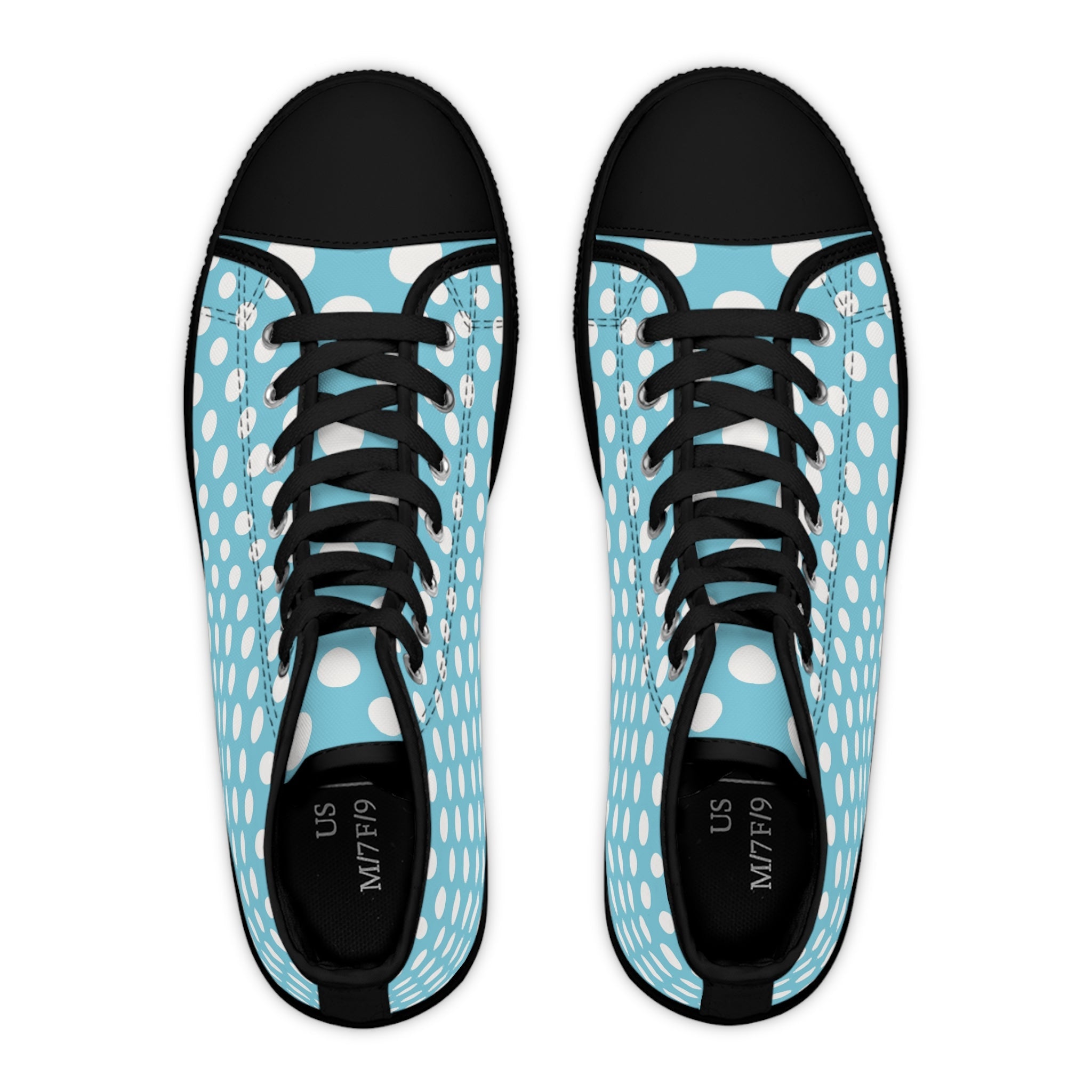 Light Blue Polka Dot High-Top Sneakers, Artsulli - Art is Long, Life is Short, Shoes, , , , , , , 