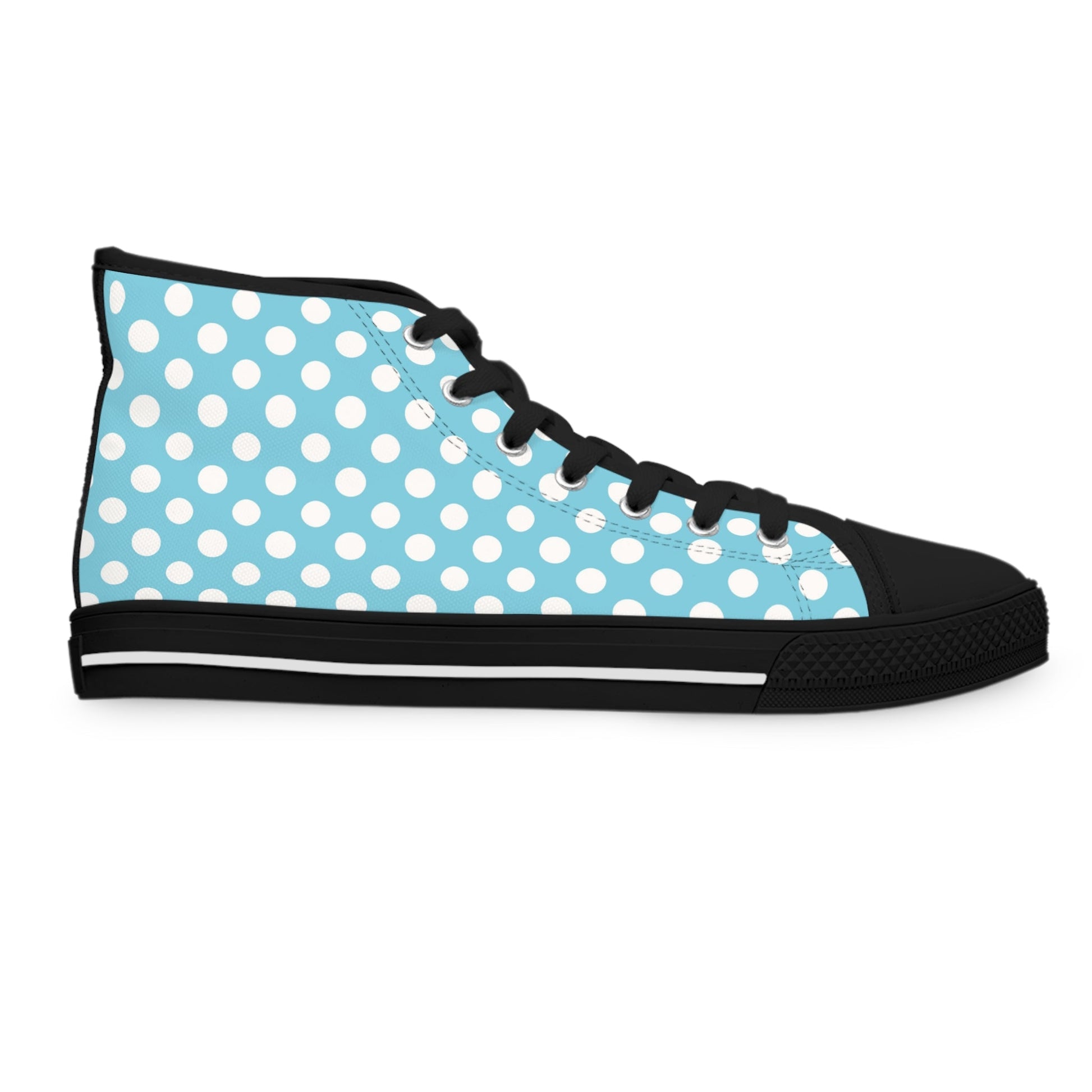 Light Blue Polka Dot High-Top Sneakers, Artsulli - Art is Long, Life is Short, Shoes, , , , , , , 