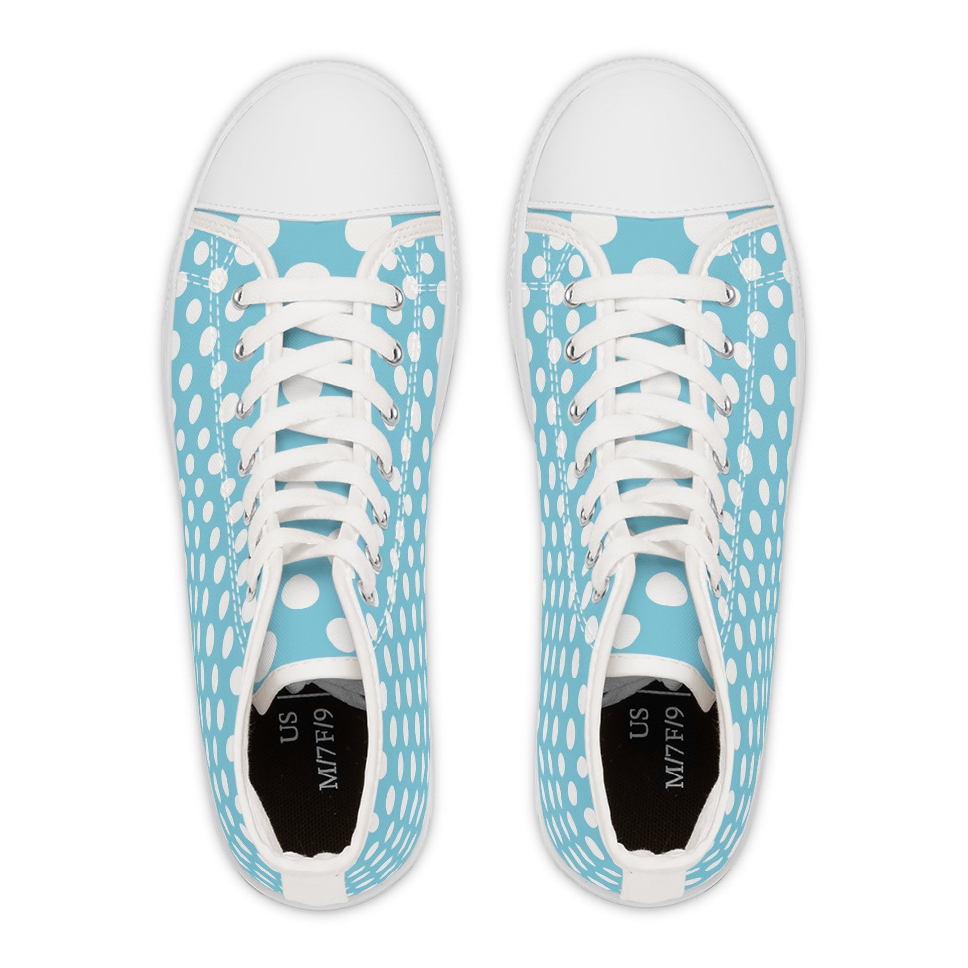 Light Blue Polka Dot High-Top Sneakers, Artsulli - Art is Long, Life is Short, Shoes, , , , , , , 