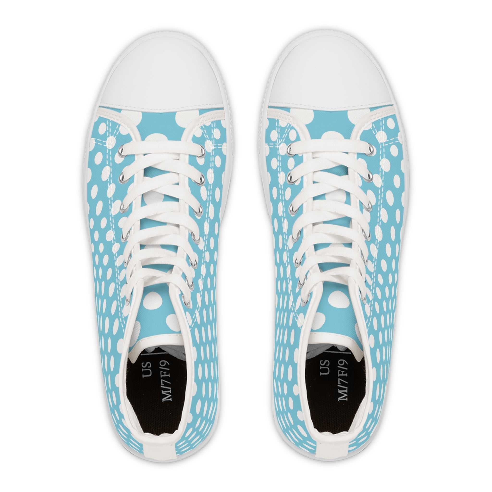Light Blue Polka Dot High-Top Sneakers, Artsulli - Art is Long, Life is Short, Shoes, , , , , , , 
