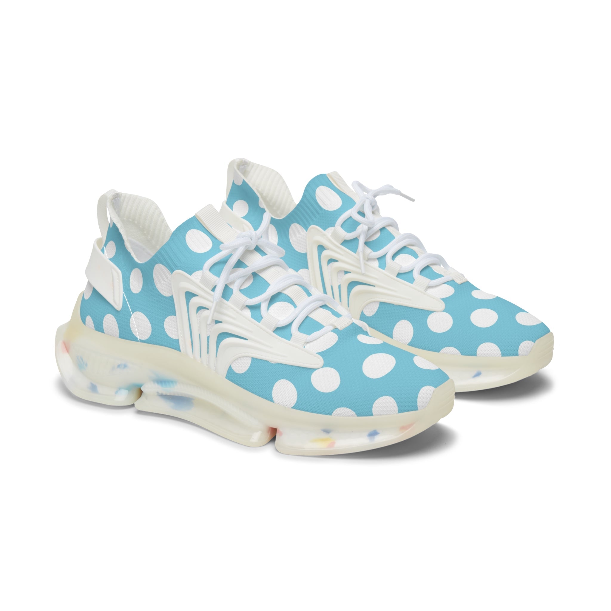 Light Blue Polka Dot Mesh Sneakers, Artsulli - Art is Long, Life is Short, Shoes, Color, White sole, Size, US 5.5, , , 26690215858221901995