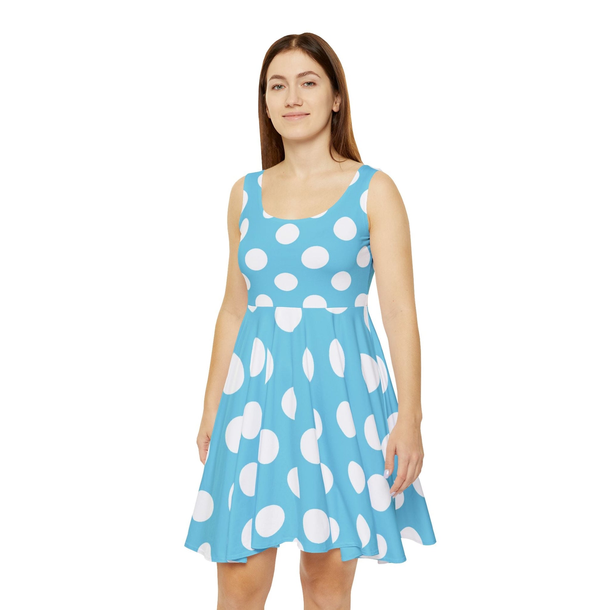 Printify Light Blue Polka Dot Skater Dress 2025