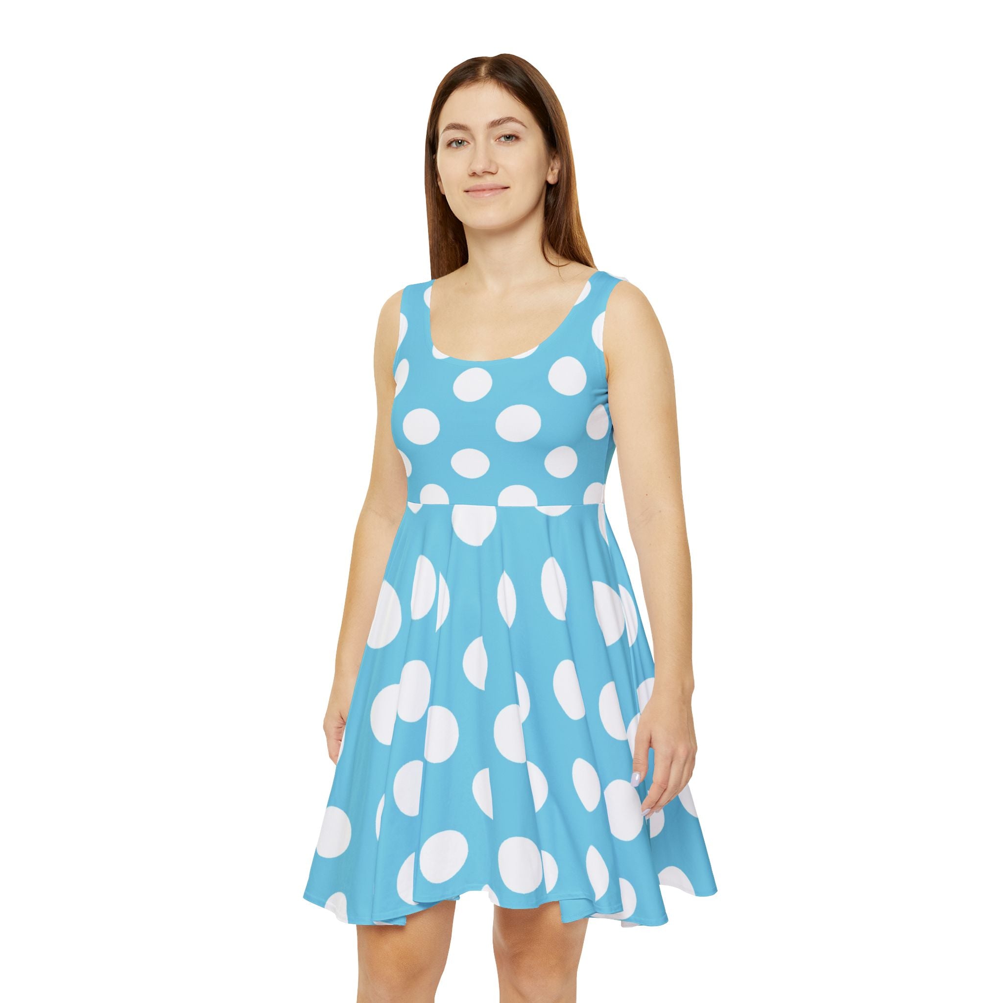 Printify Light Blue Polka Dot Skater Dress 2025