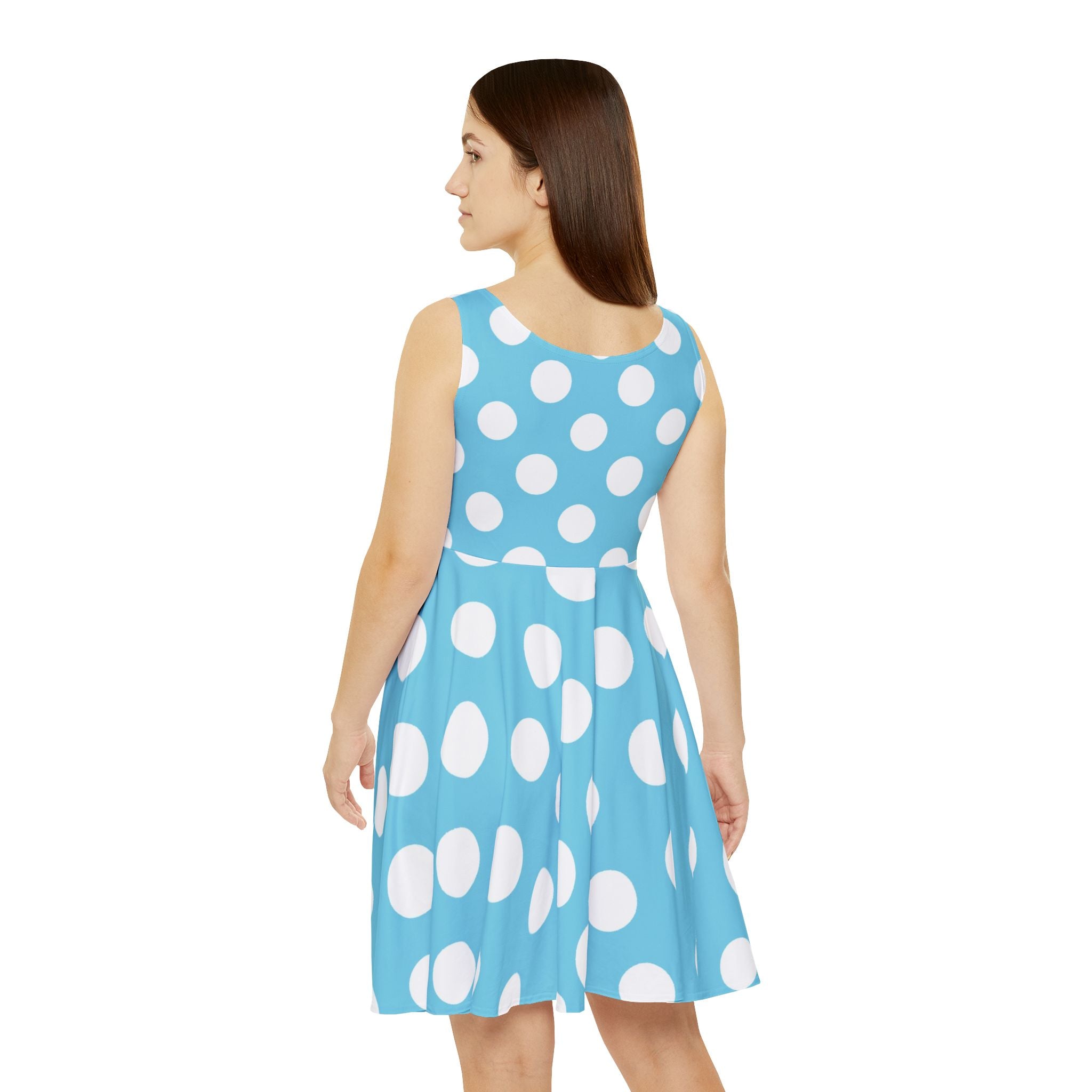 Printify Light Blue Polka Dot Skater Dress 2025