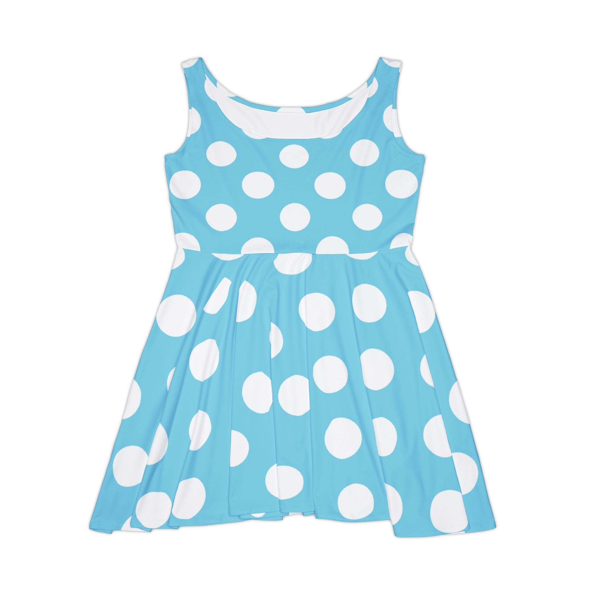 Printify Light Blue Polka Dot Skater Dress 2025