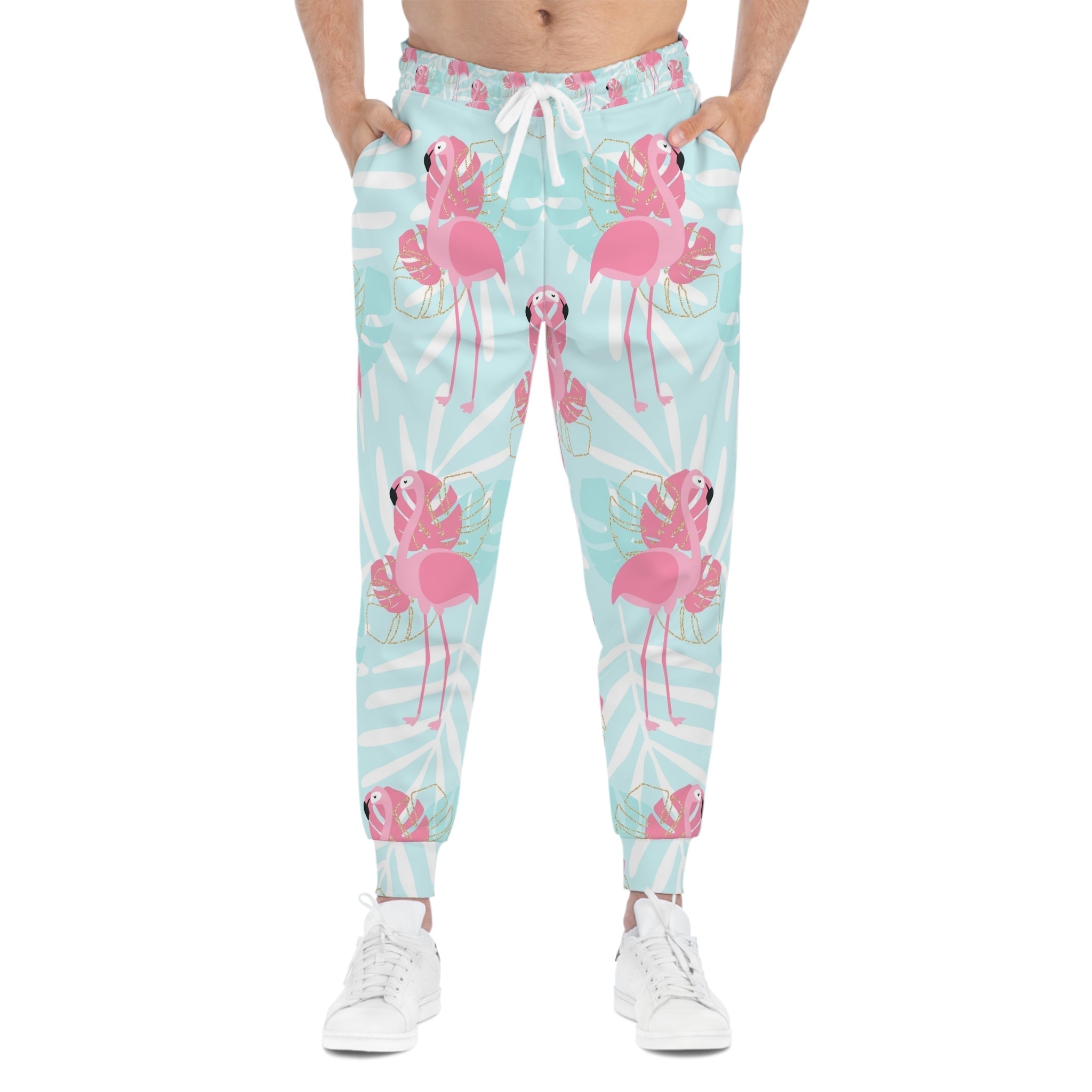 Printify Light Blue Tropical Flamingo Joggers 2025