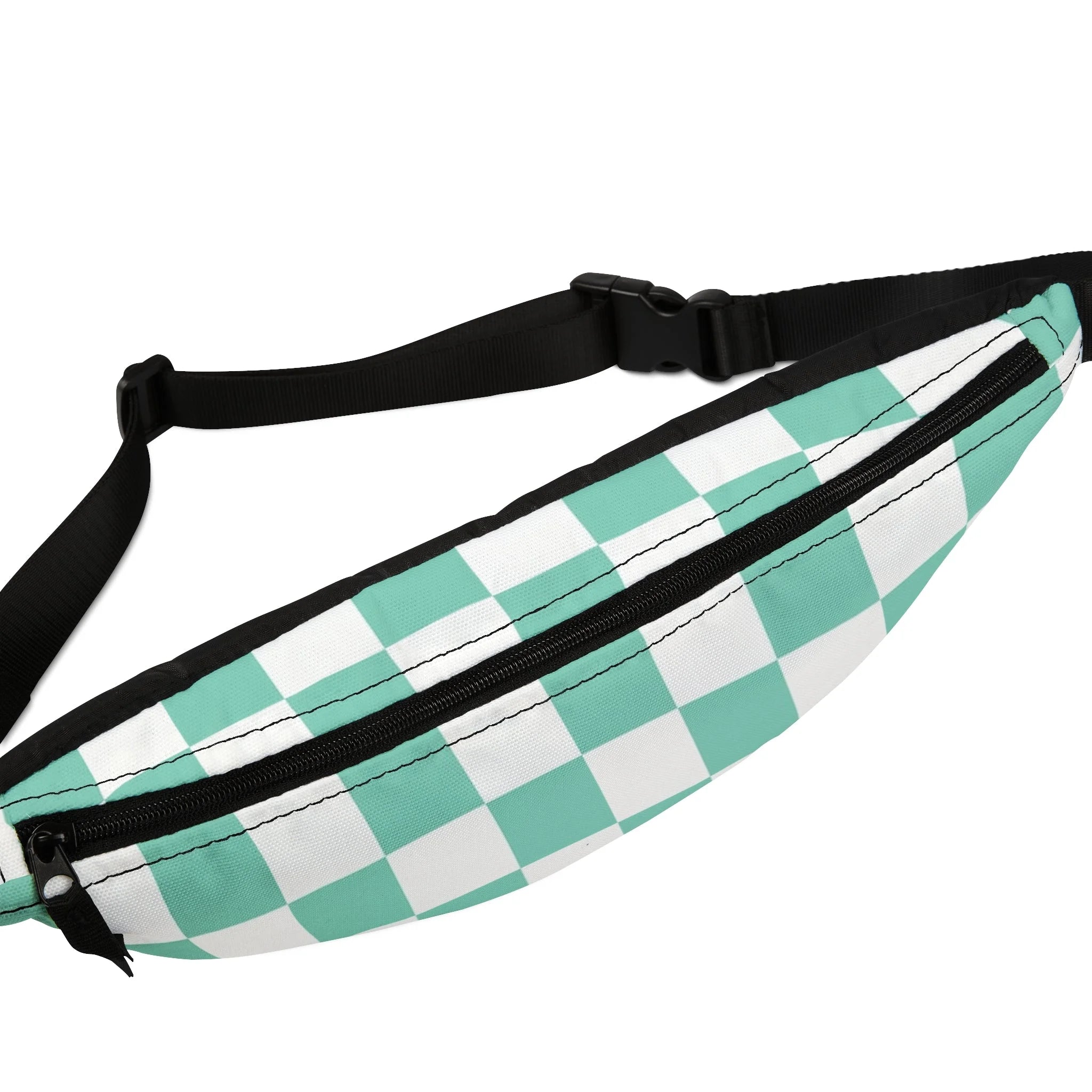 Light Green Checkerboard Fanny Pack, Artsulli - Art is Long, Life is Short, Bags, , , , , , , 