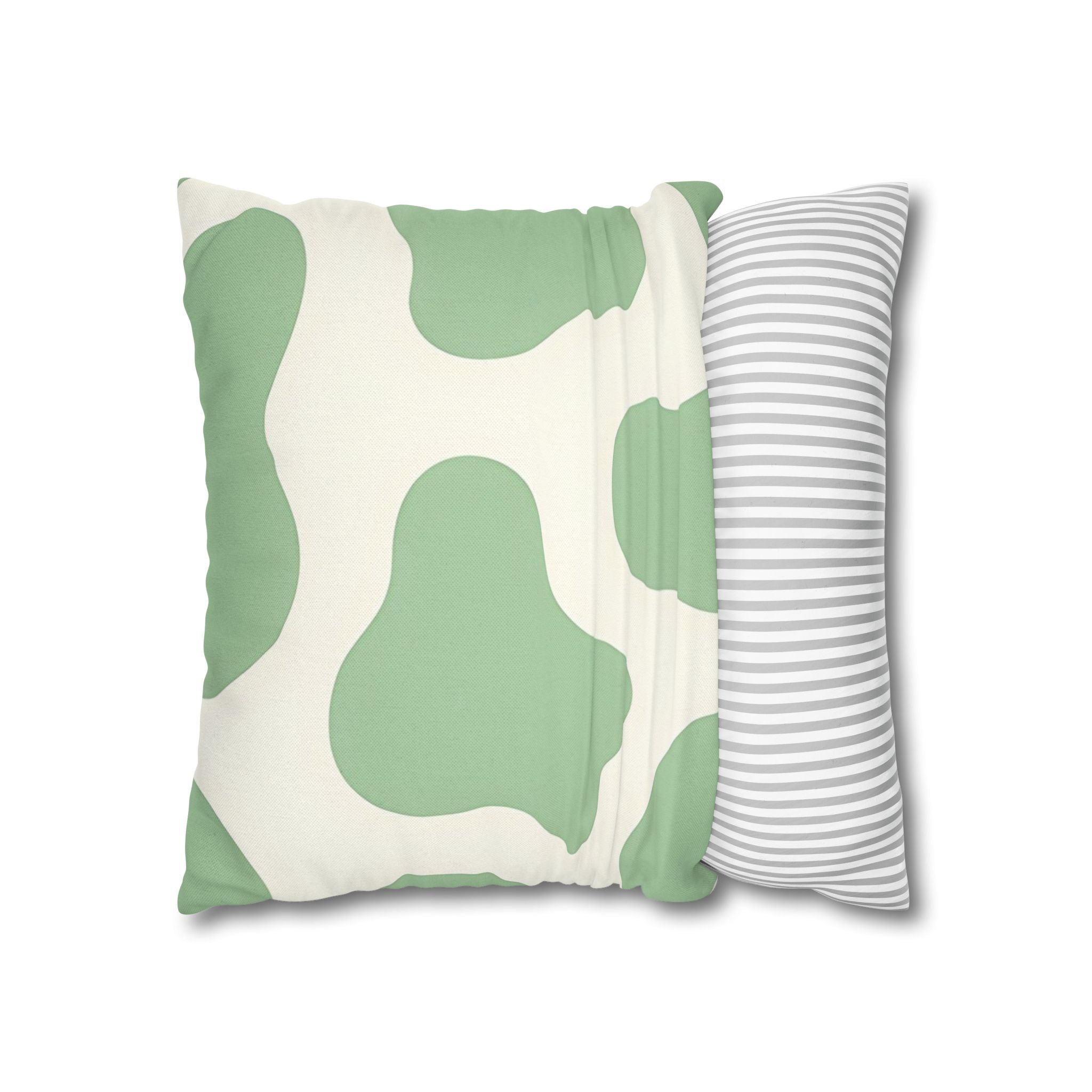 Light Green Cow Print Throw Pillow, Artsulli - Art is Long, Life is Short, Home Decor, , , , , , , 