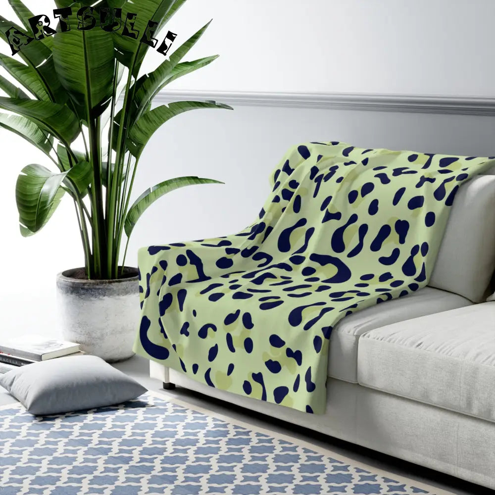 Light Green Leopard Print Sherpa Fleece Blanket, Artsulli - Art is Long, Life is Short, Home Decor, , , , , , , 