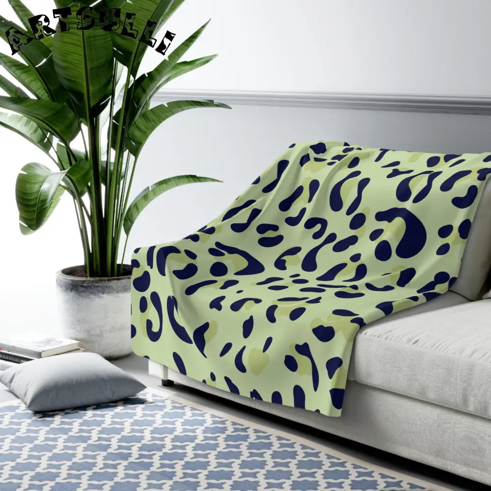 Light Green Leopard Print Sherpa Fleece Blanket, Artsulli - Art is Long, Life is Short, Home Decor, , , , , , , 