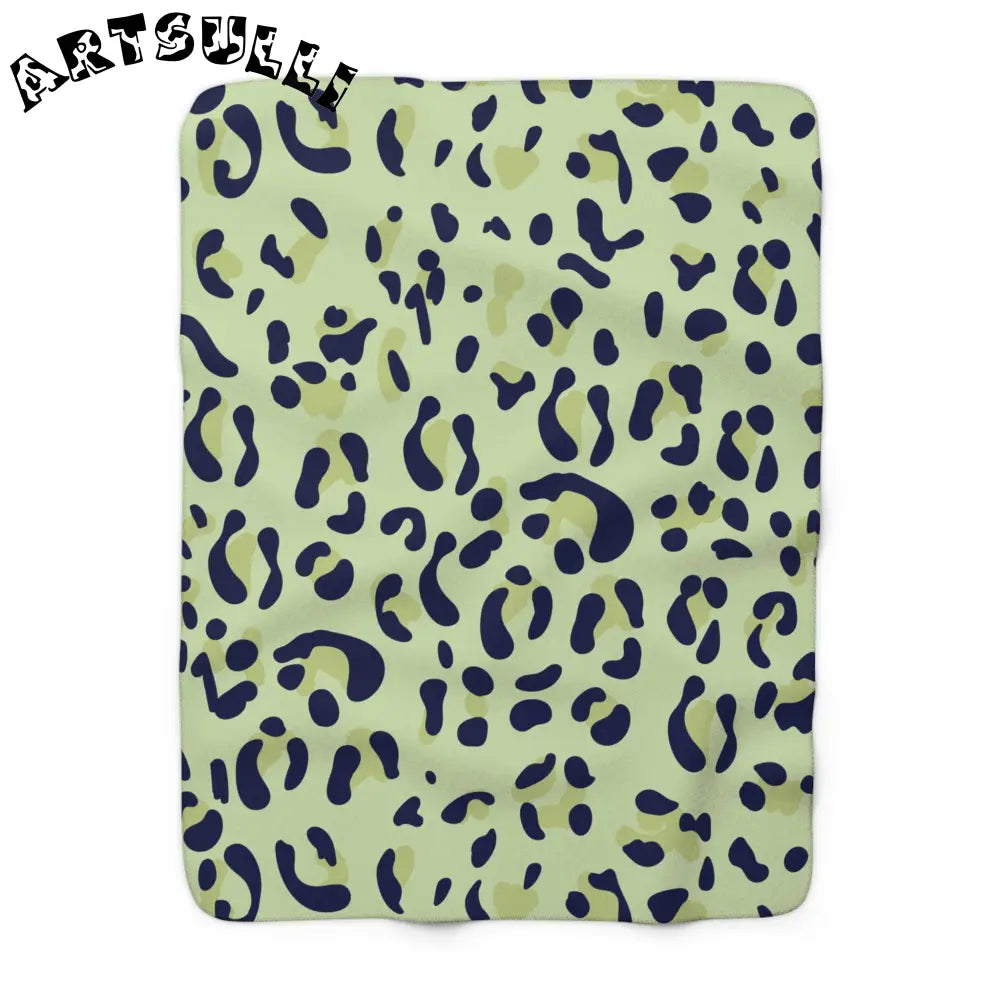 Light Green Leopard Print Sherpa Fleece Blanket, Artsulli - Art is Long, Life is Short, Home Decor, Size, 50" × 60", , , , , 11354605659943488178