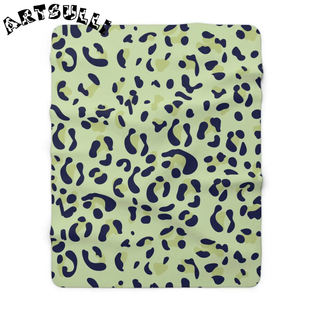 Light Green Leopard Print Sherpa Fleece Blanket, Artsulli - Art is Long, Life is Short, Home Decor, Size, 60" × 80", , , , , 19872590080388557589