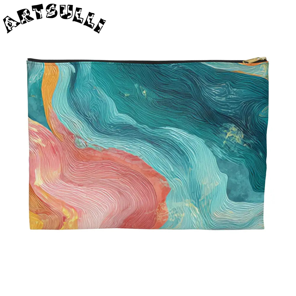 Liquid Marble Spill Cosmetic Travel Bag, Artsulli - Art is Long, Life is Short, Bags, Size, Large, Color, Black zipper, , , 25564523399802124332