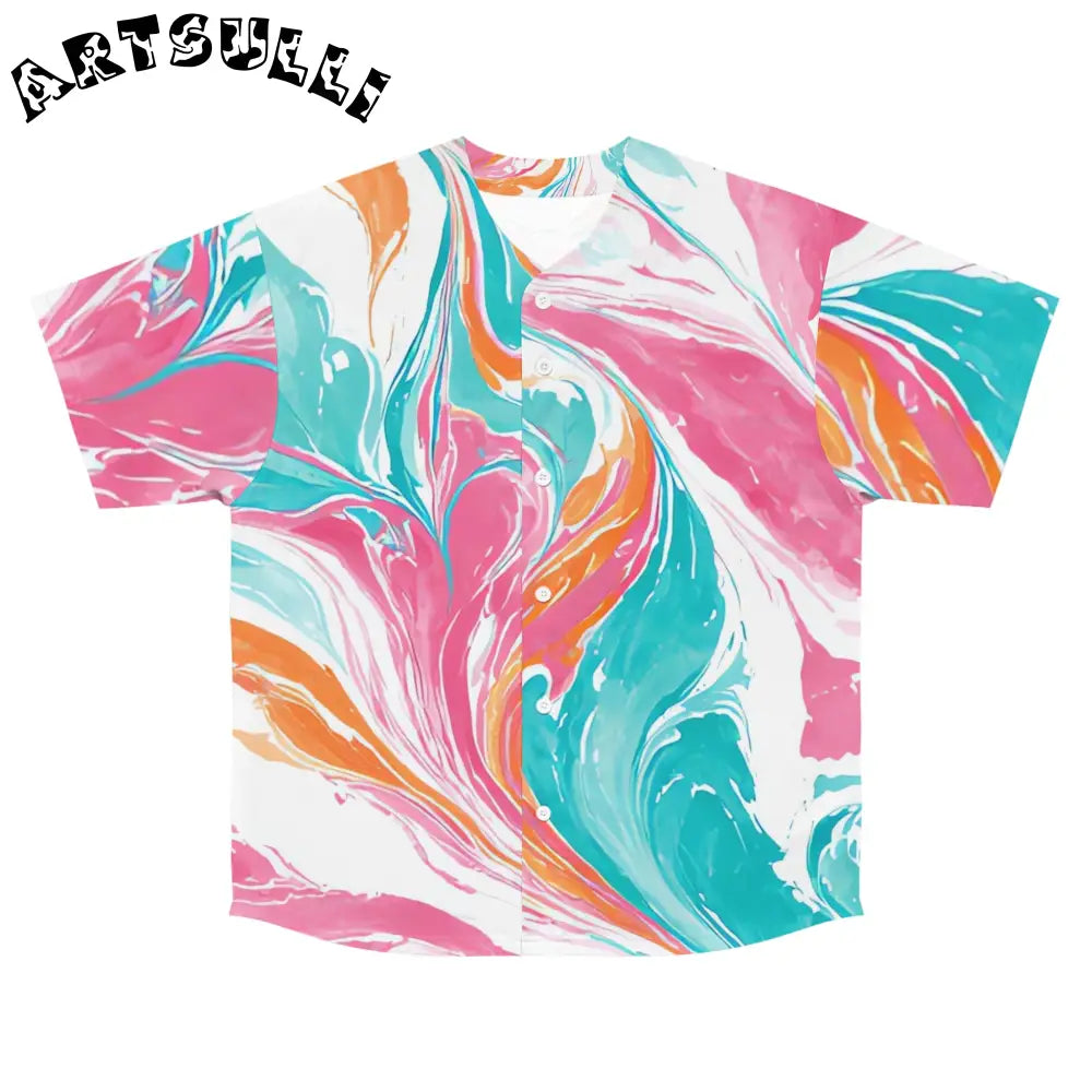 Liquid Pastel Spill Baseball Jersey, Artsulli - Art is Long, Life is Short, All Over Prints, Size, S, Color, Seam thread color automatically matched to design, , , 11314468202695751650