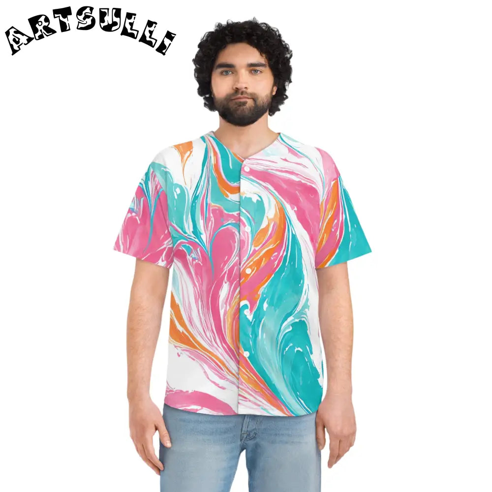 Liquid Pastel Spill Baseball Jersey, Artsulli - Art is Long, Life is Short, All Over Prints, , , , , , , 