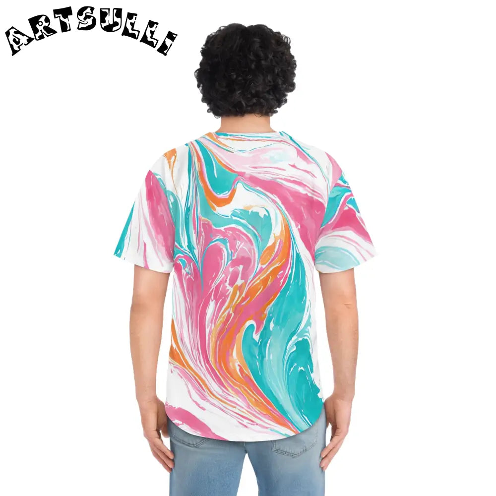 Liquid Pastel Spill Baseball Jersey, Artsulli - Art is Long, Life is Short, All Over Prints, , , , , , , 