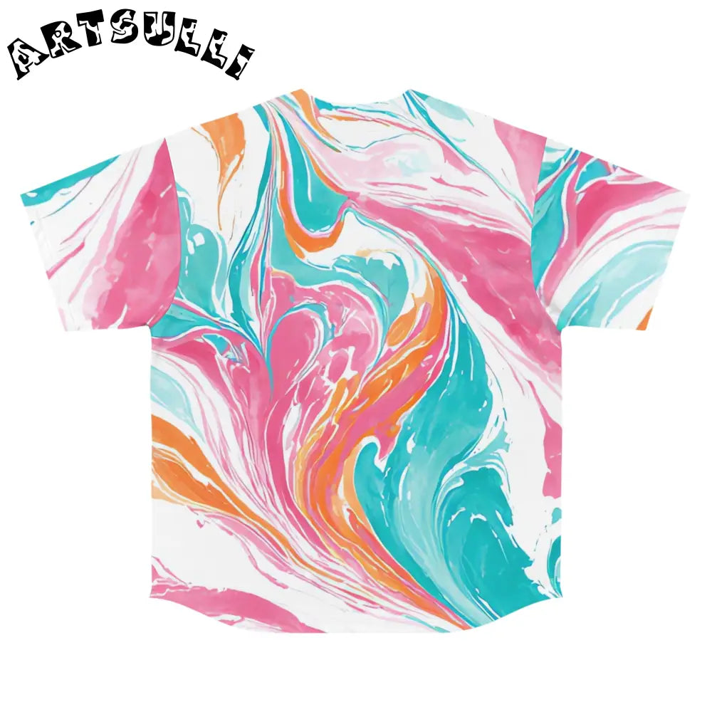 Liquid Pastel Spill Baseball Jersey, Artsulli - Art is Long, Life is Short, All Over Prints, , , , , , , 