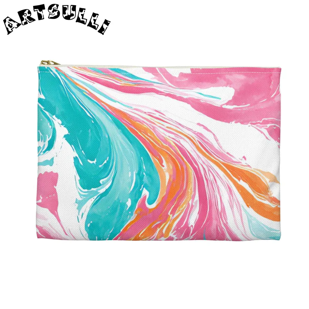 Liquid Pastel Spill Polyester Flat Pouch, Artsulli - Art is Long, Life is Short, Bags, , , , , , , 