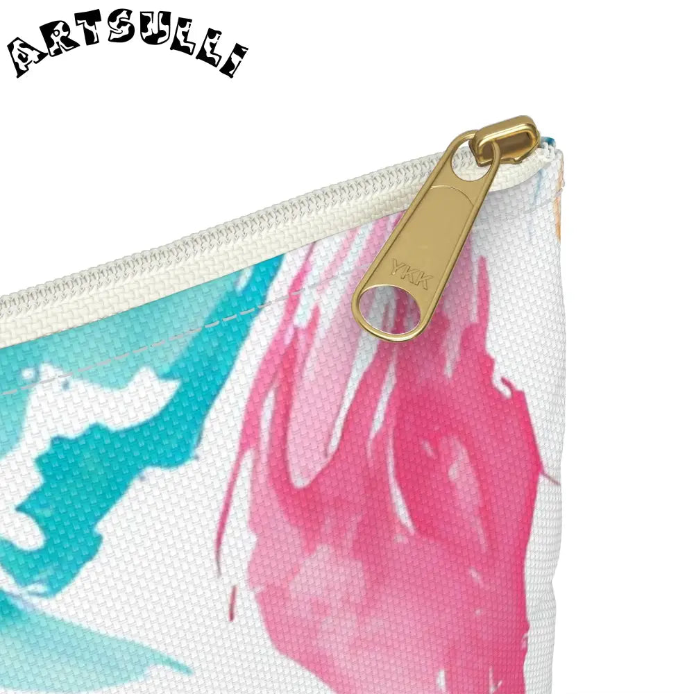 Liquid Pastel Spill Polyester Flat Pouch, Artsulli - Art is Long, Life is Short, Bags, , , , , , , 
