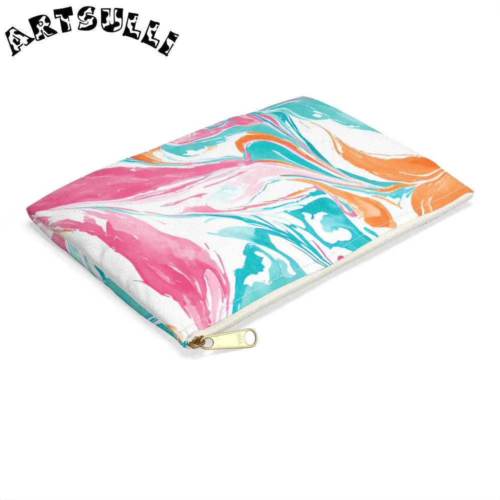Liquid Pastel Spill Polyester Flat Pouch, Artsulli - Art is Long, Life is Short, Bags, , , , , , , 
