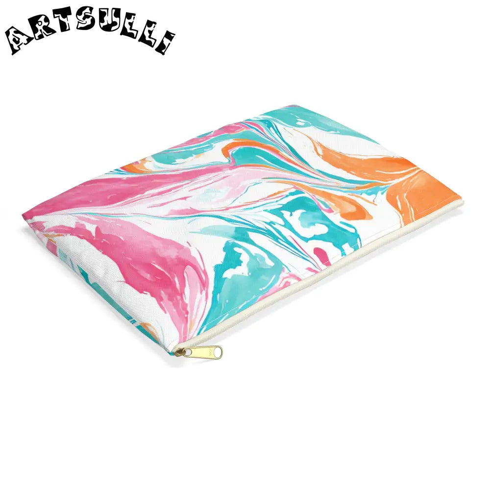 Liquid Pastel Spill Polyester Flat Pouch, Artsulli - Art is Long, Life is Short, Bags, , , , , , , 