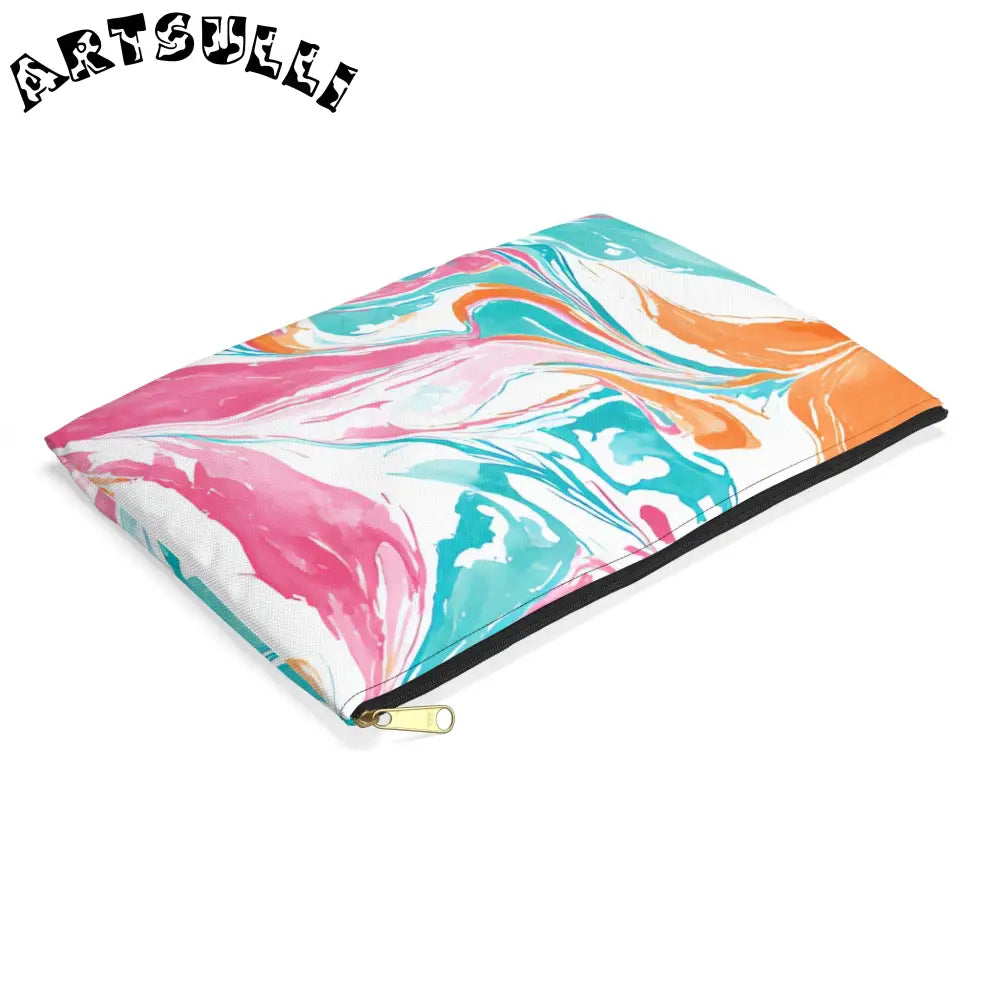 Liquid Pastel Spill Polyester Flat Pouch, Artsulli - Art is Long, Life is Short, Bags, , , , , , , 