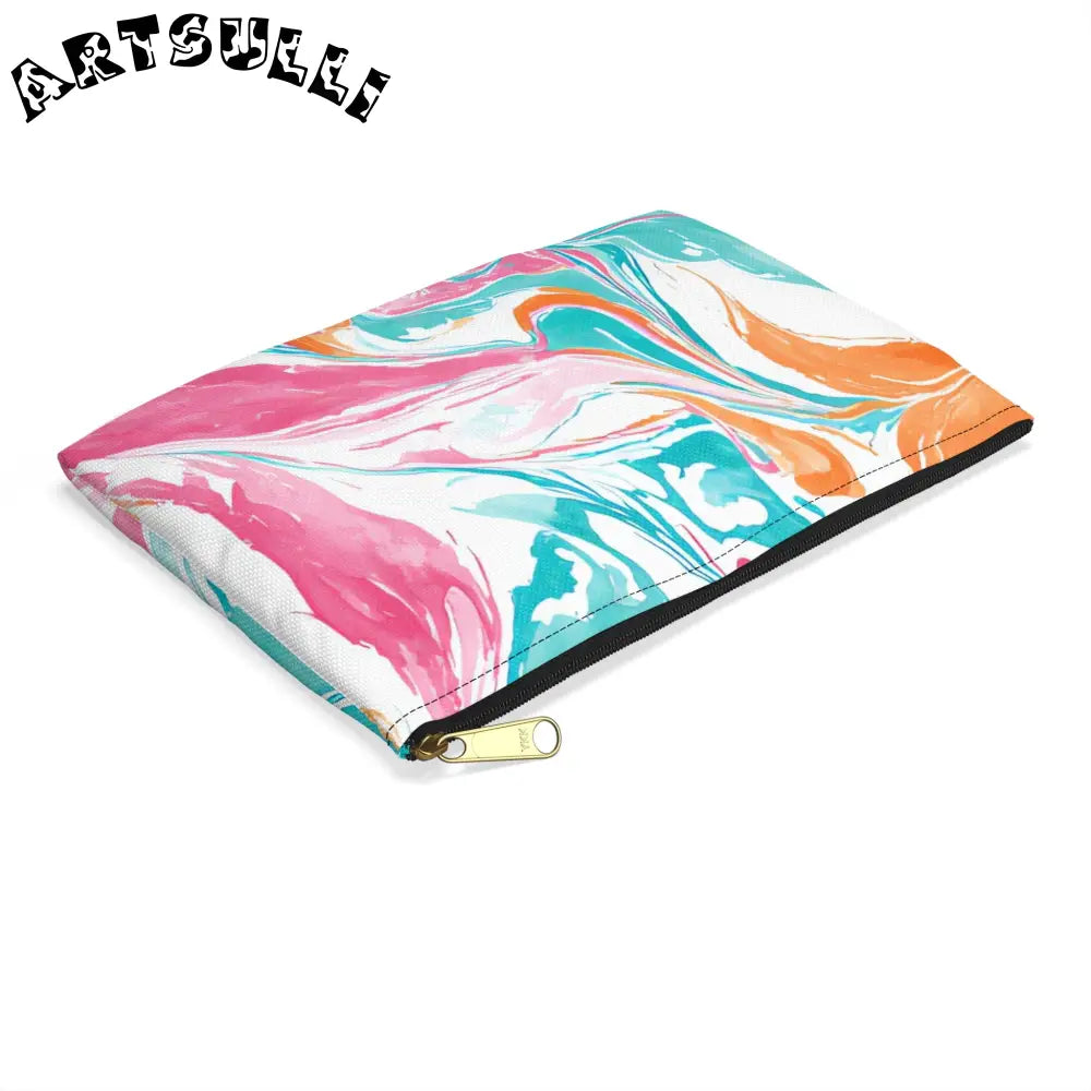 Liquid Pastel Spill Polyester Flat Pouch, Artsulli - Art is Long, Life is Short, Bags, , , , , , , 