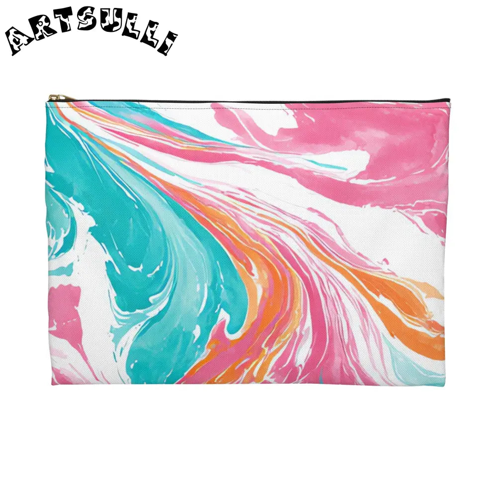 Liquid Pastel Spill Polyester Flat Pouch, Artsulli - Art is Long, Life is Short, Bags, , , , , , , 