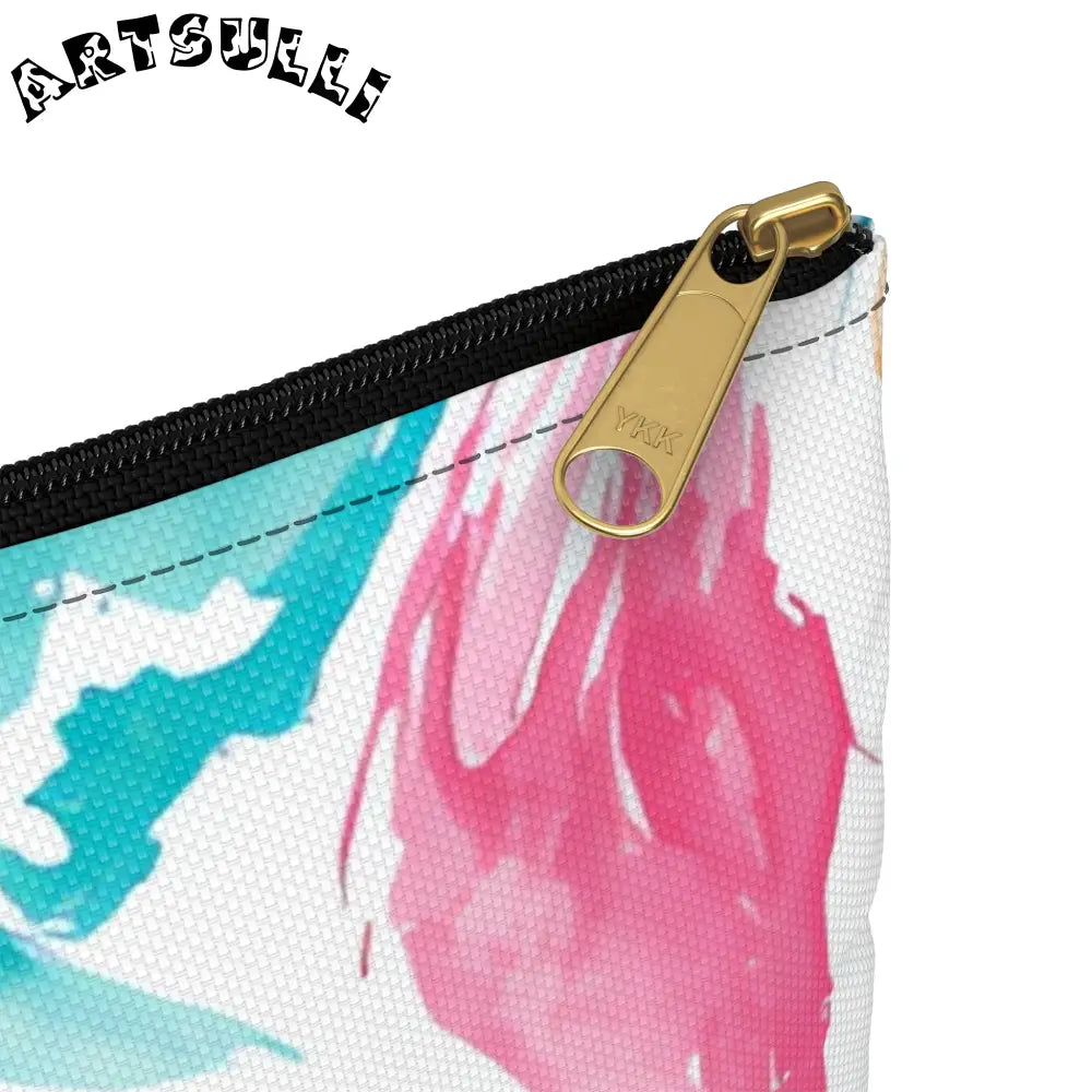Liquid Pastel Spill Polyester Flat Pouch, Artsulli - Art is Long, Life is Short, Bags, , , , , , , 