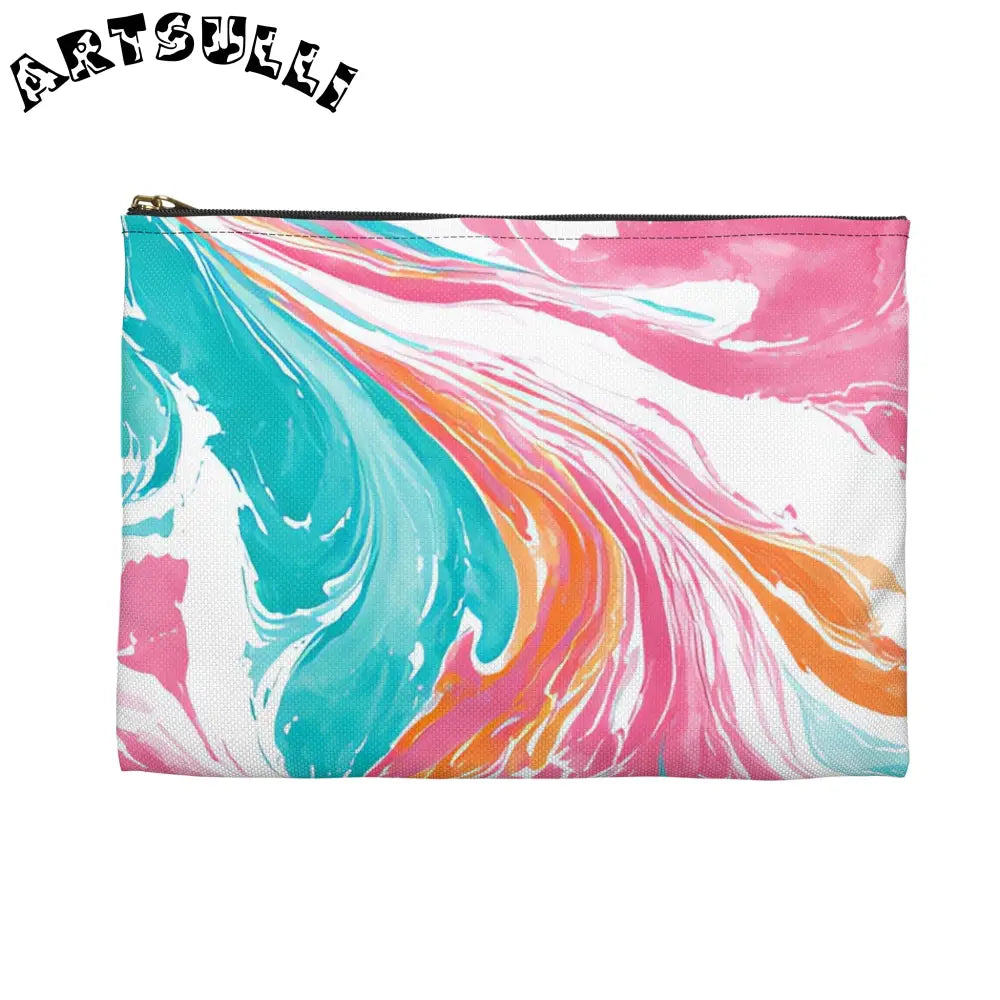 Liquid Pastel Spill Polyester Flat Pouch, Artsulli - Art is Long, Life is Short, Bags, , , , , , , 
