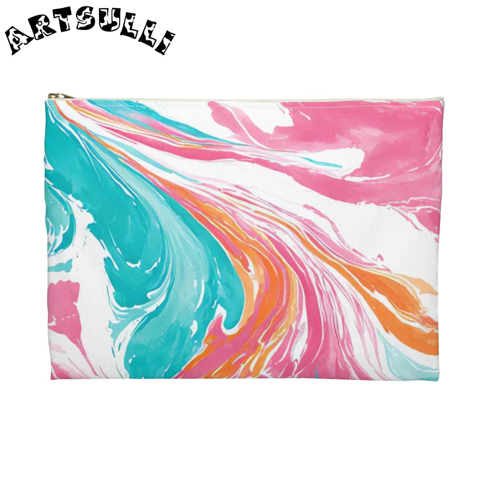 Liquid Pastel Spill Polyester Flat Pouch, Artsulli - Art is Long, Life is Short, Bags, , , , , , , 