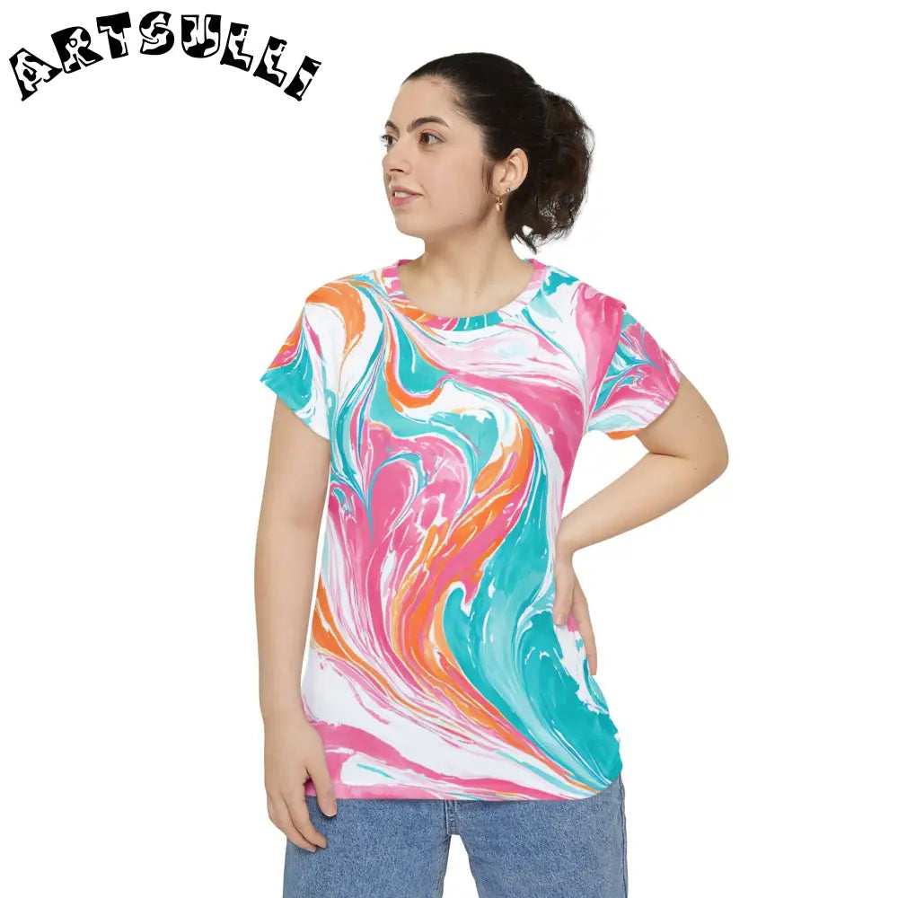 Liquid Pastel Spill Printed All Over Tee, Artsulli - Art is Long, Life is Short, All Over Prints, , , , , , , 