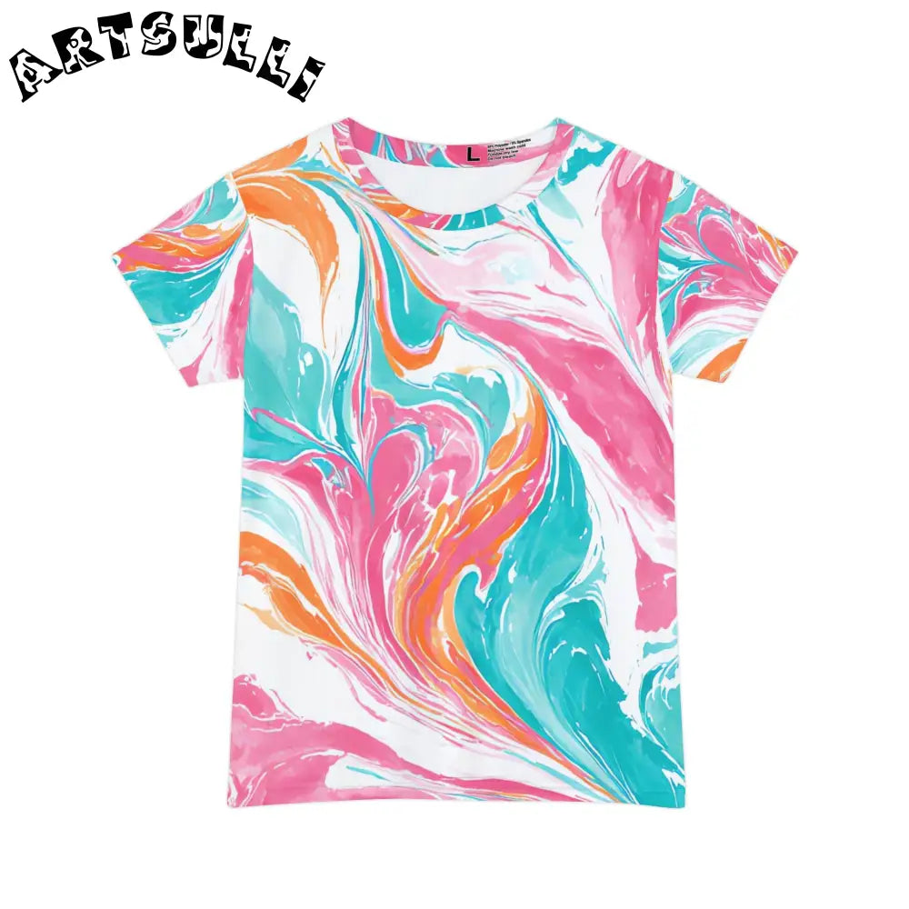 Liquid Pastel Spill Printed All Over Tee, Artsulli - Art is Long, Life is Short, All Over Prints, Size, XS, , , , , 13081882075410187314