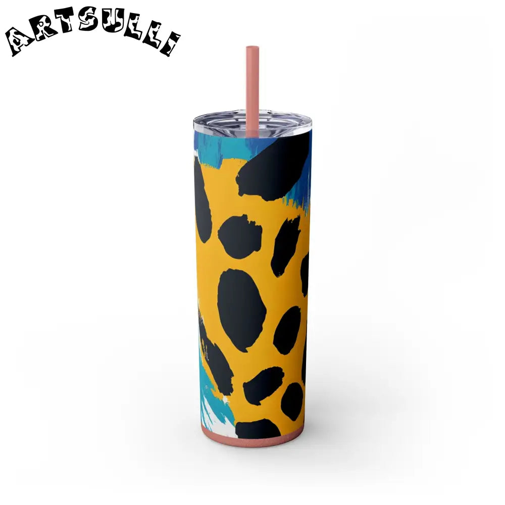 Maars Abstract Personalized Skinny Tumbler, Artsulli - Art is Long, Life is Short, Mug, Finish, Glossy, Color, Glitter Dusty Rose, Size, 20oz, 48193164187256237989