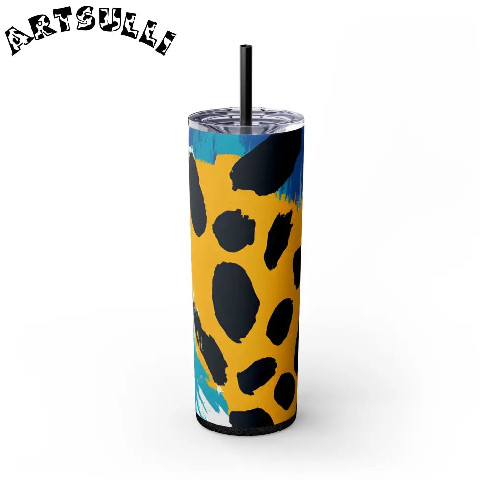 Maars Abstract Personalized Skinny Tumbler, Artsulli - Art is Long, Life is Short, Mug, Finish, Glossy, Color, Glitter Black, Size, 20oz, 45202243439071513494