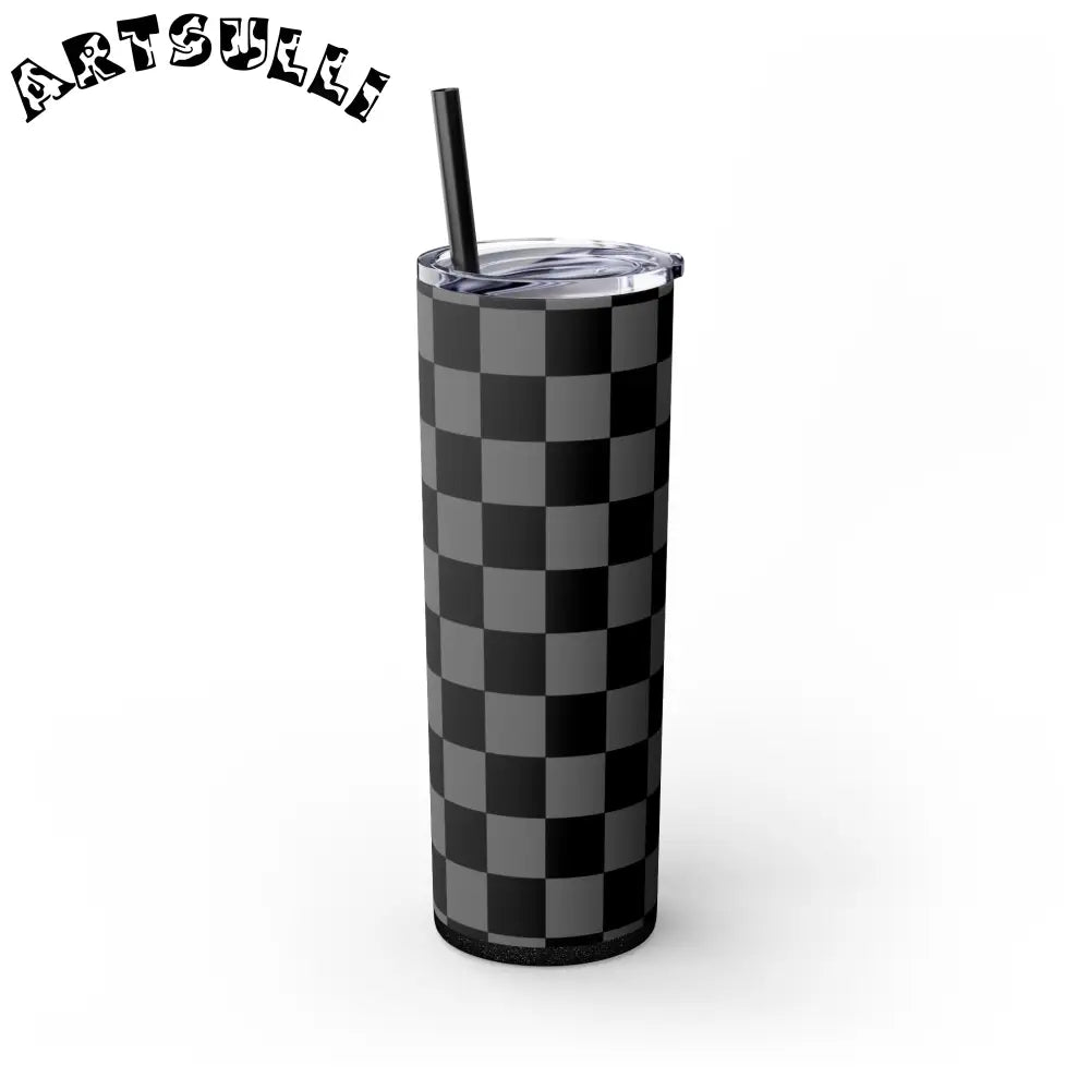 Maars Black and Gray Checkered Skinny Tumbler, Artsulli - Art is Long, Life is Short, Mug, , , , , , , 