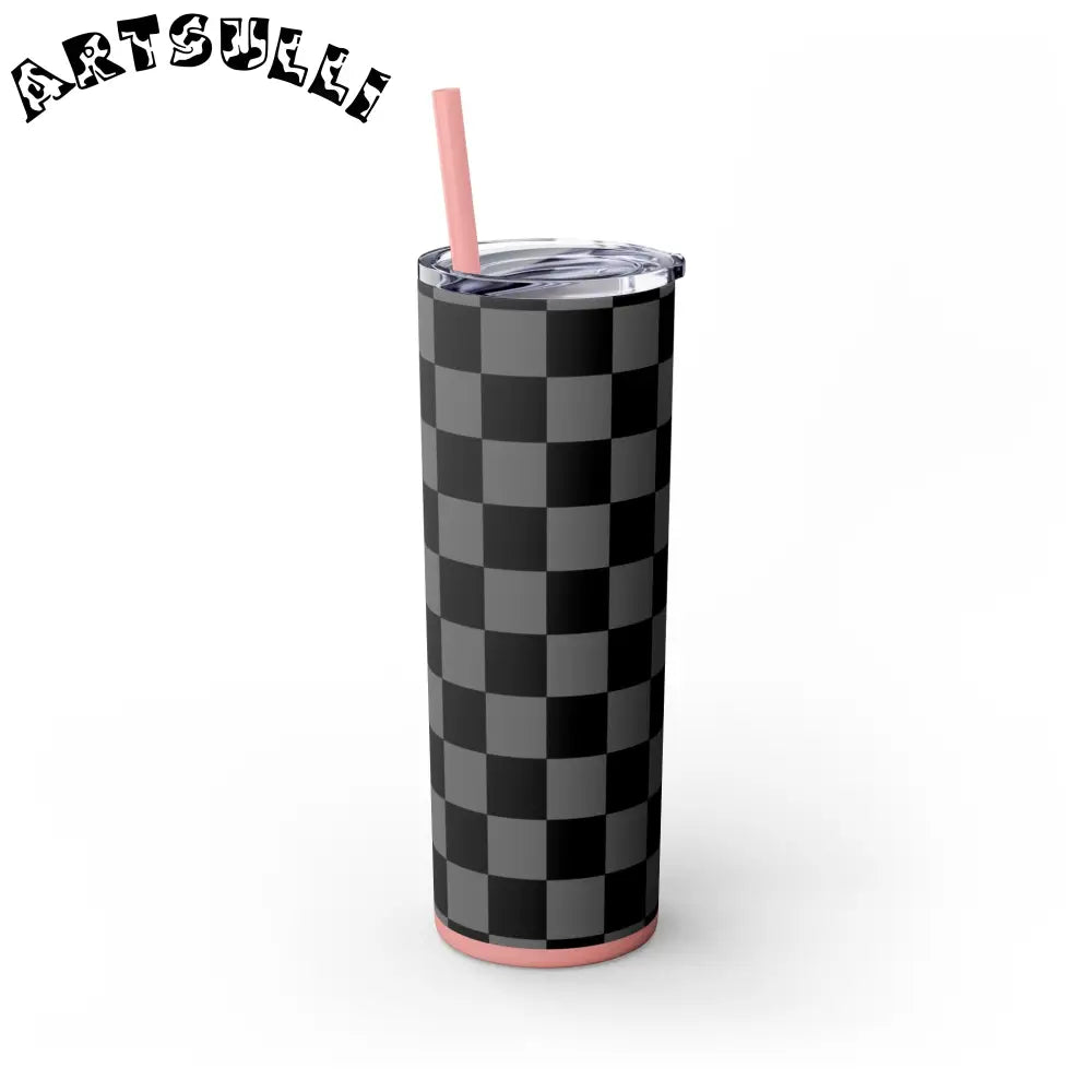 Maars Black and Gray Checkered Skinny Tumbler, Artsulli - Art is Long, Life is Short, Mug, , , , , , , 
