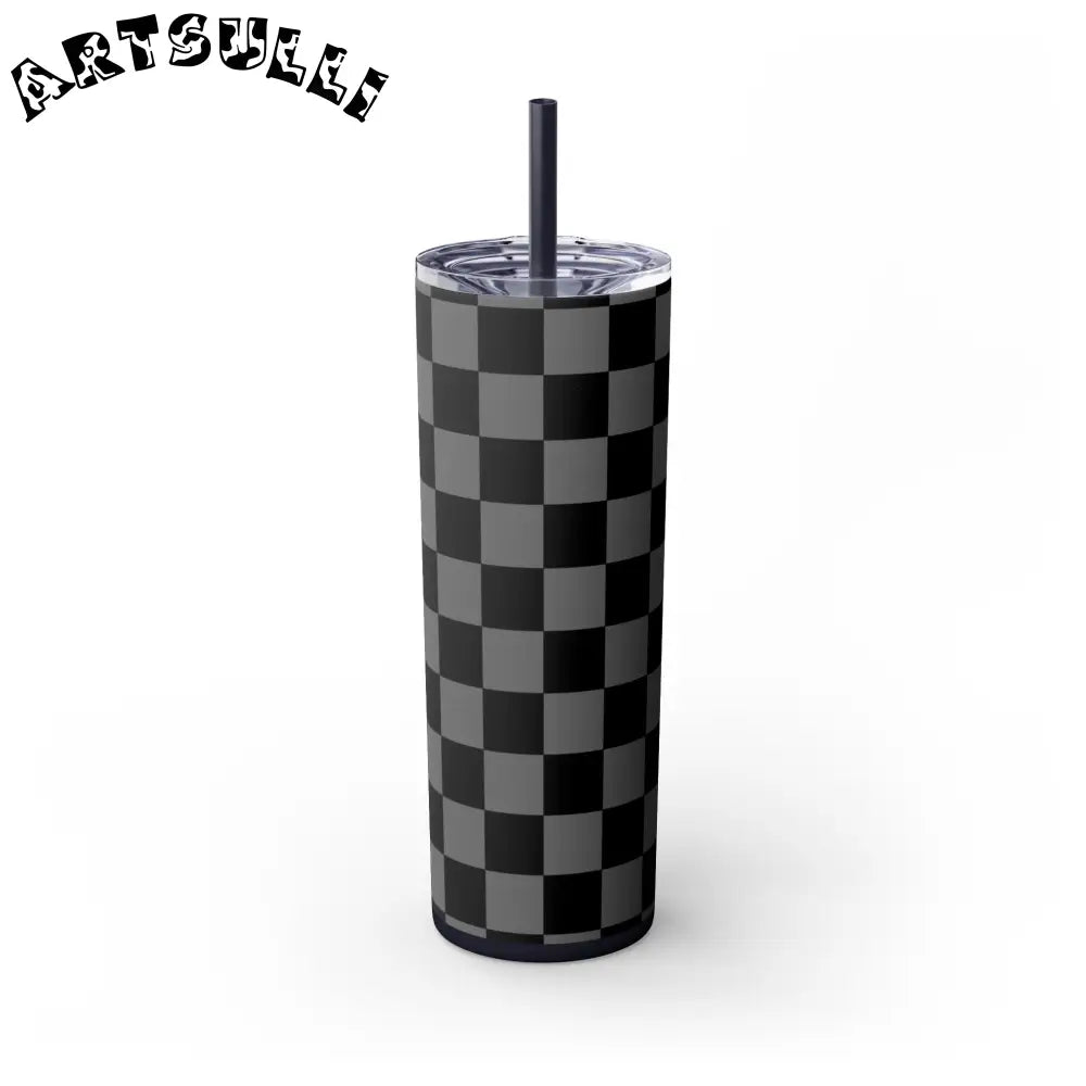 Maars Black and Gray Checkered Skinny Tumbler, Artsulli - Art is Long, Life is Short, Mug, , , , , , , 