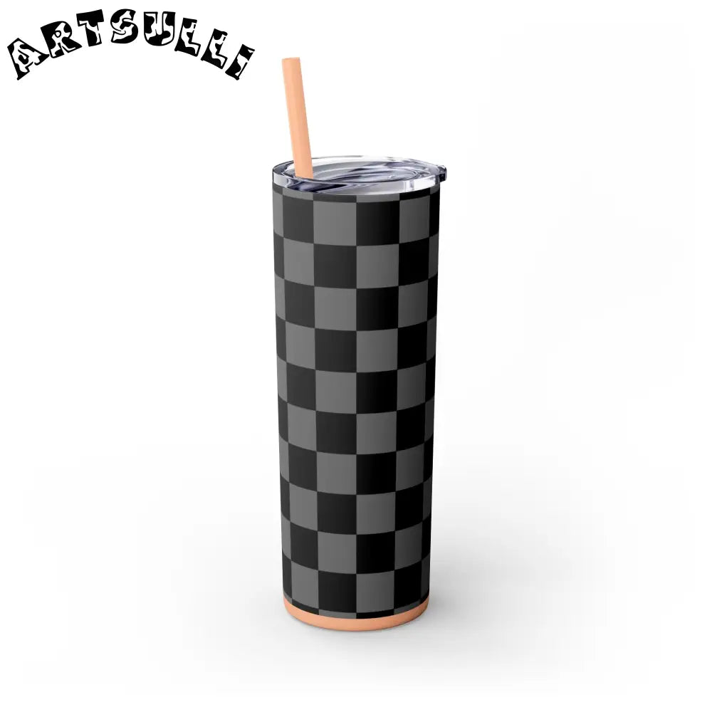 Maars Black and Gray Checkered Skinny Tumbler, Artsulli - Art is Long, Life is Short, Mug, , , , , , , 