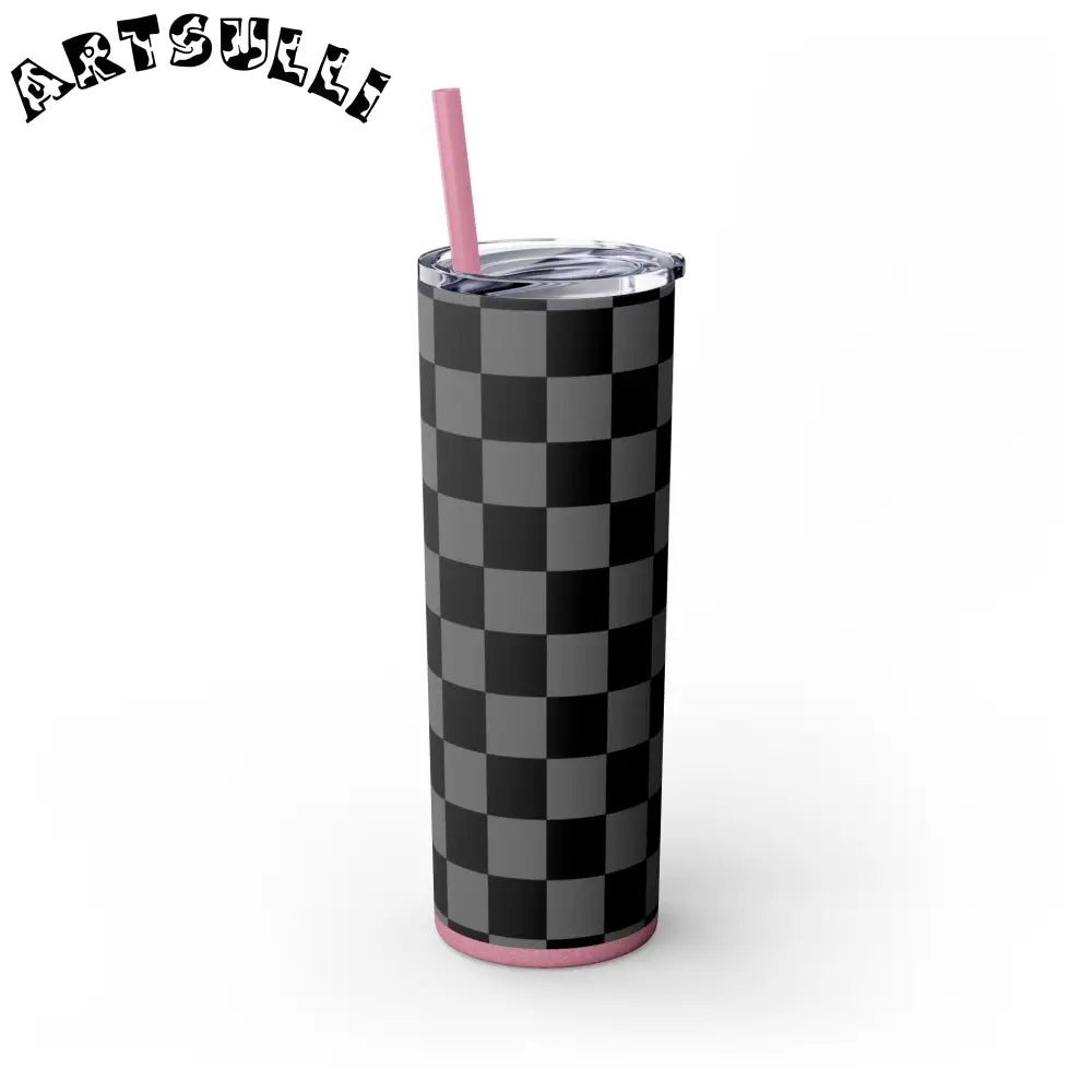Maars Black and Gray Checkered Skinny Tumbler, Artsulli - Art is Long, Life is Short, Mug, , , , , , , 