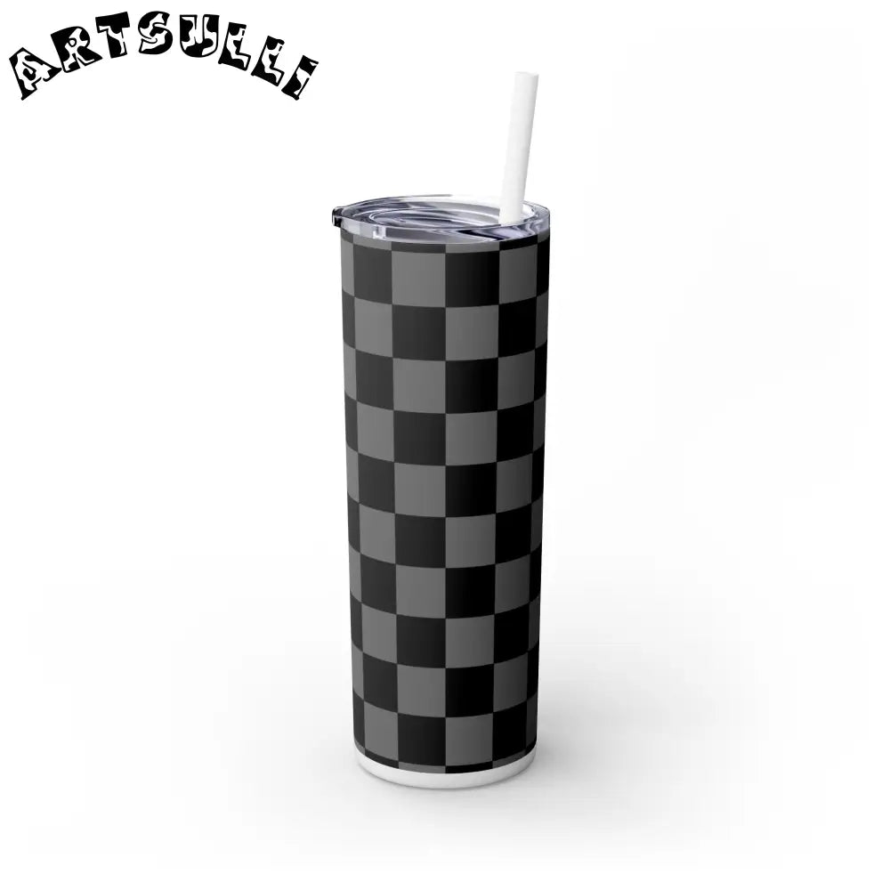 Maars Black and Gray Checkered Skinny Tumbler, Artsulli - Art is Long, Life is Short, Mug, , , , , , , 