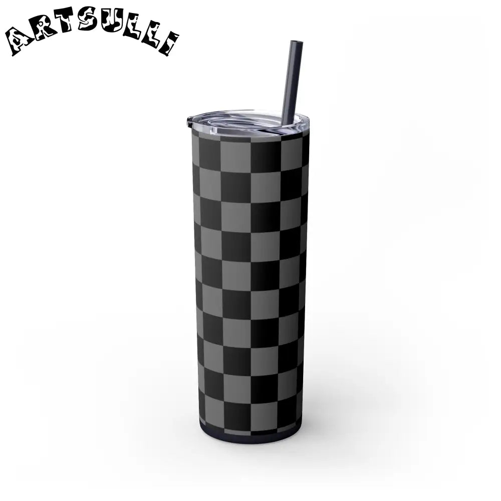 Maars Black and Gray Checkered Skinny Tumbler, Artsulli - Art is Long, Life is Short, Mug, , , , , , , 