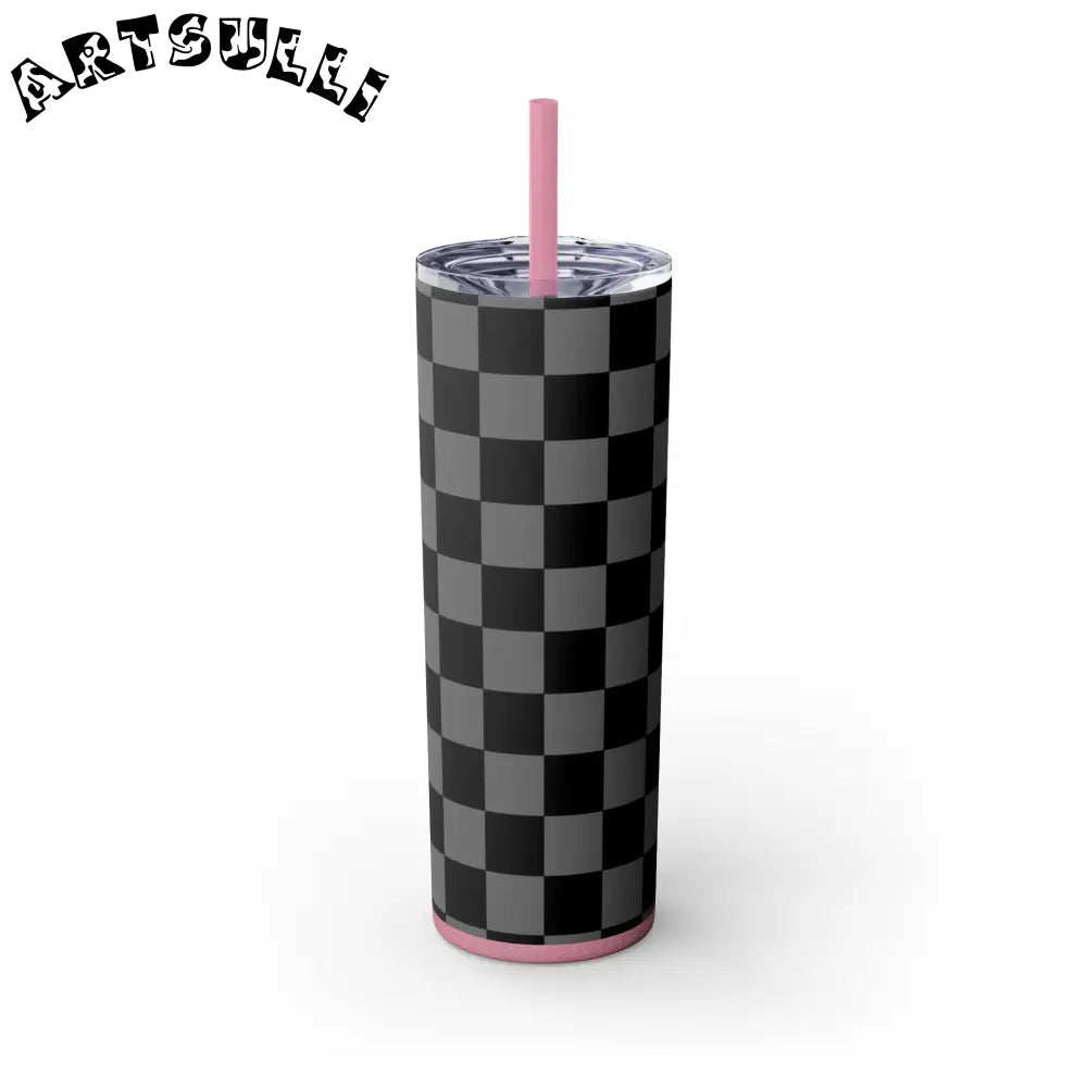 Maars Black and Gray Checkered Skinny Tumbler, Artsulli - Art is Long, Life is Short, Mug, , , , , , , 