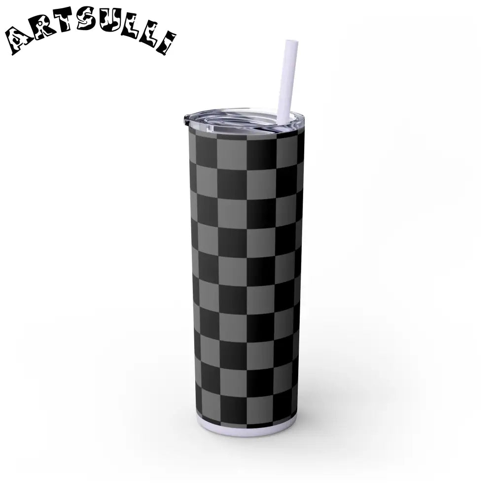 Maars Black and Gray Checkered Skinny Tumbler, Artsulli - Art is Long, Life is Short, Mug, , , , , , , 