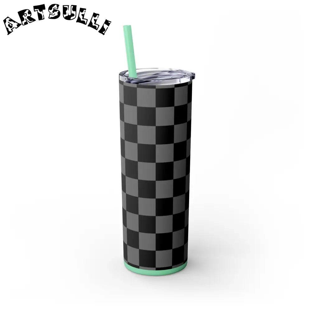 Maars Black and Gray Checkered Skinny Tumbler, Artsulli - Art is Long, Life is Short, Mug, , , , , , , 