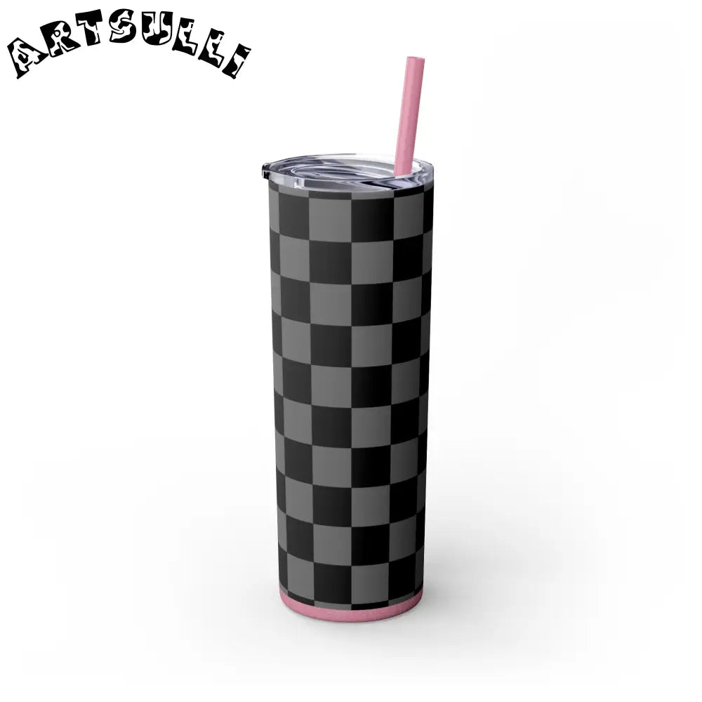 Maars Black and Gray Checkered Skinny Tumbler, Artsulli - Art is Long, Life is Short, Mug, , , , , , , 