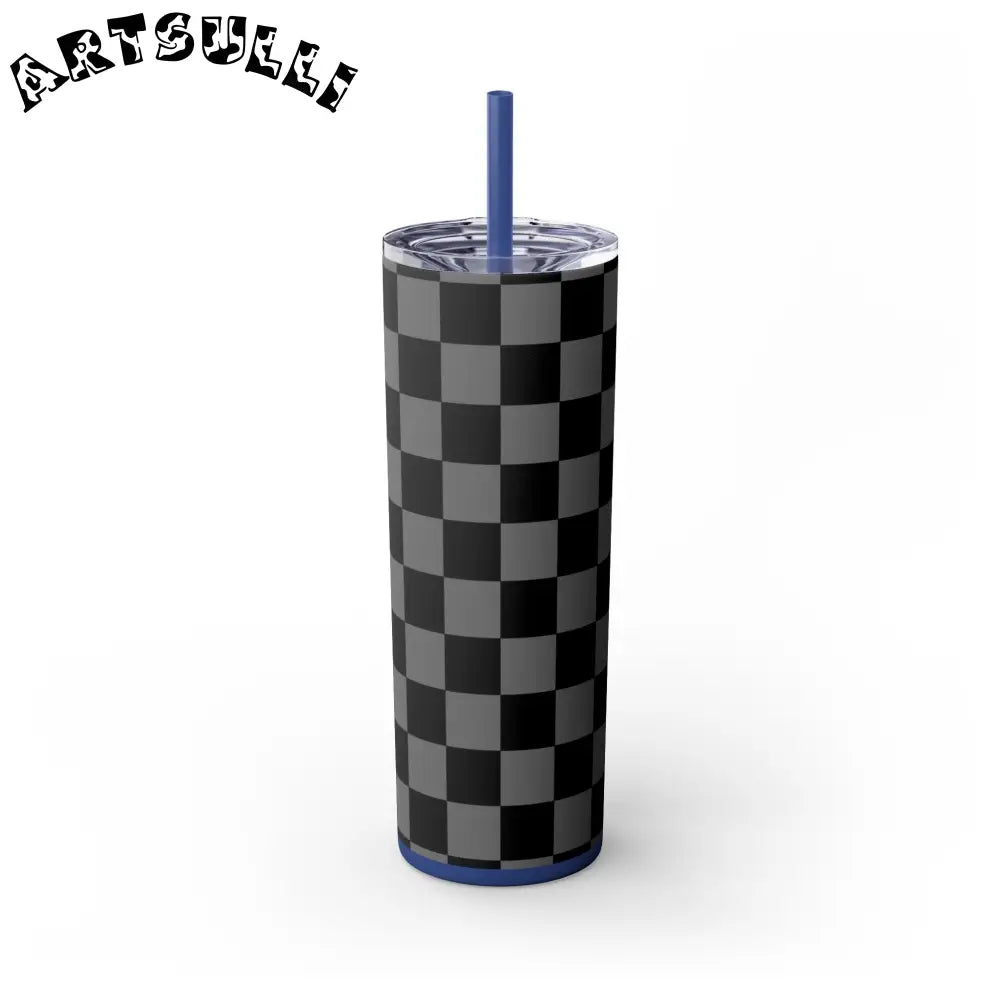 Maars Black and Gray Checkered Skinny Tumbler, Artsulli - Art is Long, Life is Short, Mug, , , , , , , 