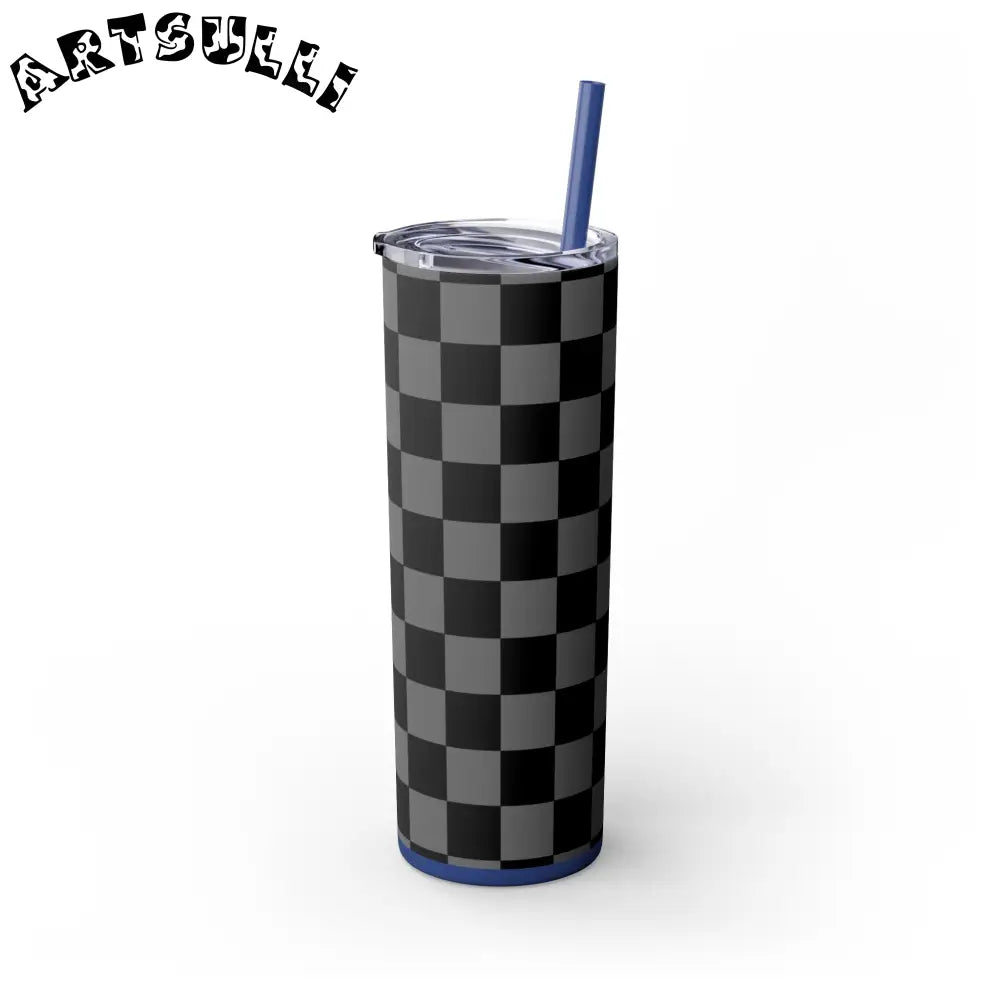 Maars Black and Gray Checkered Skinny Tumbler, Artsulli - Art is Long, Life is Short, Mug, , , , , , , 
