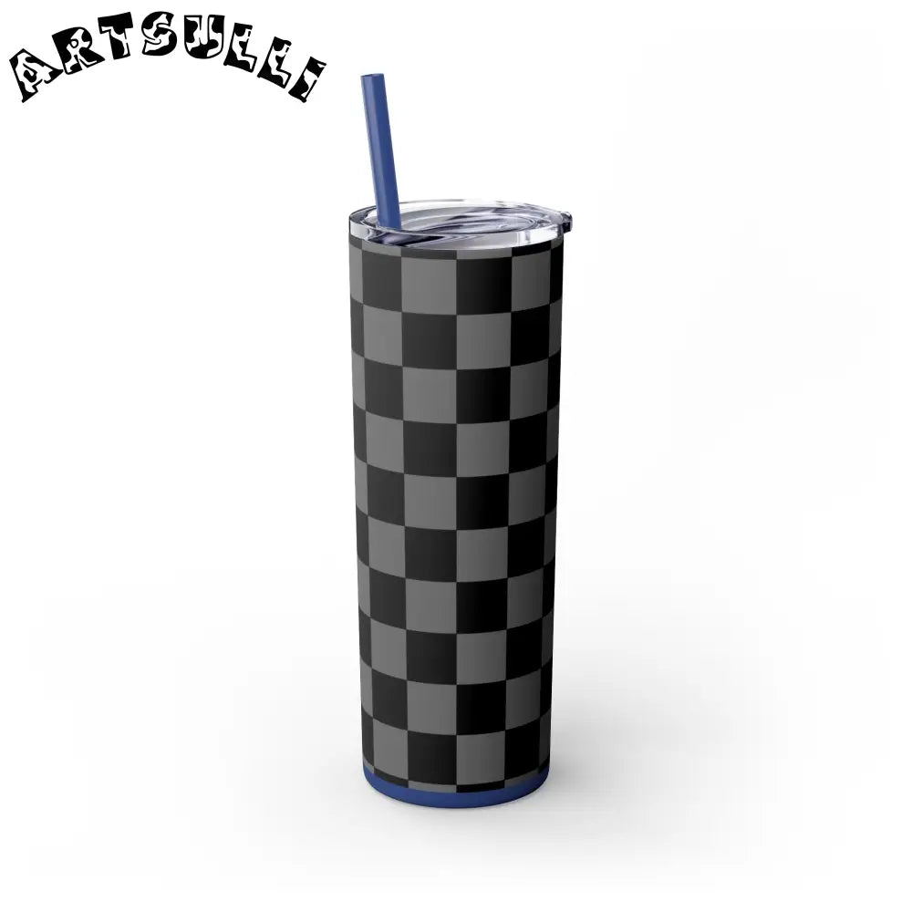 Maars Black and Gray Checkered Skinny Tumbler, Artsulli - Art is Long, Life is Short, Mug, , , , , , , 