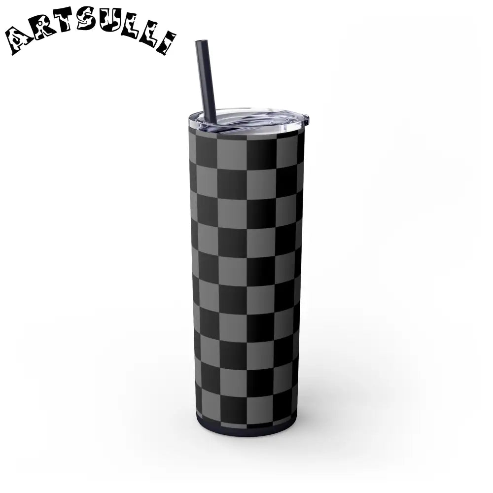 Maars Black and Gray Checkered Skinny Tumbler, Artsulli - Art is Long, Life is Short, Mug, , , , , , , 